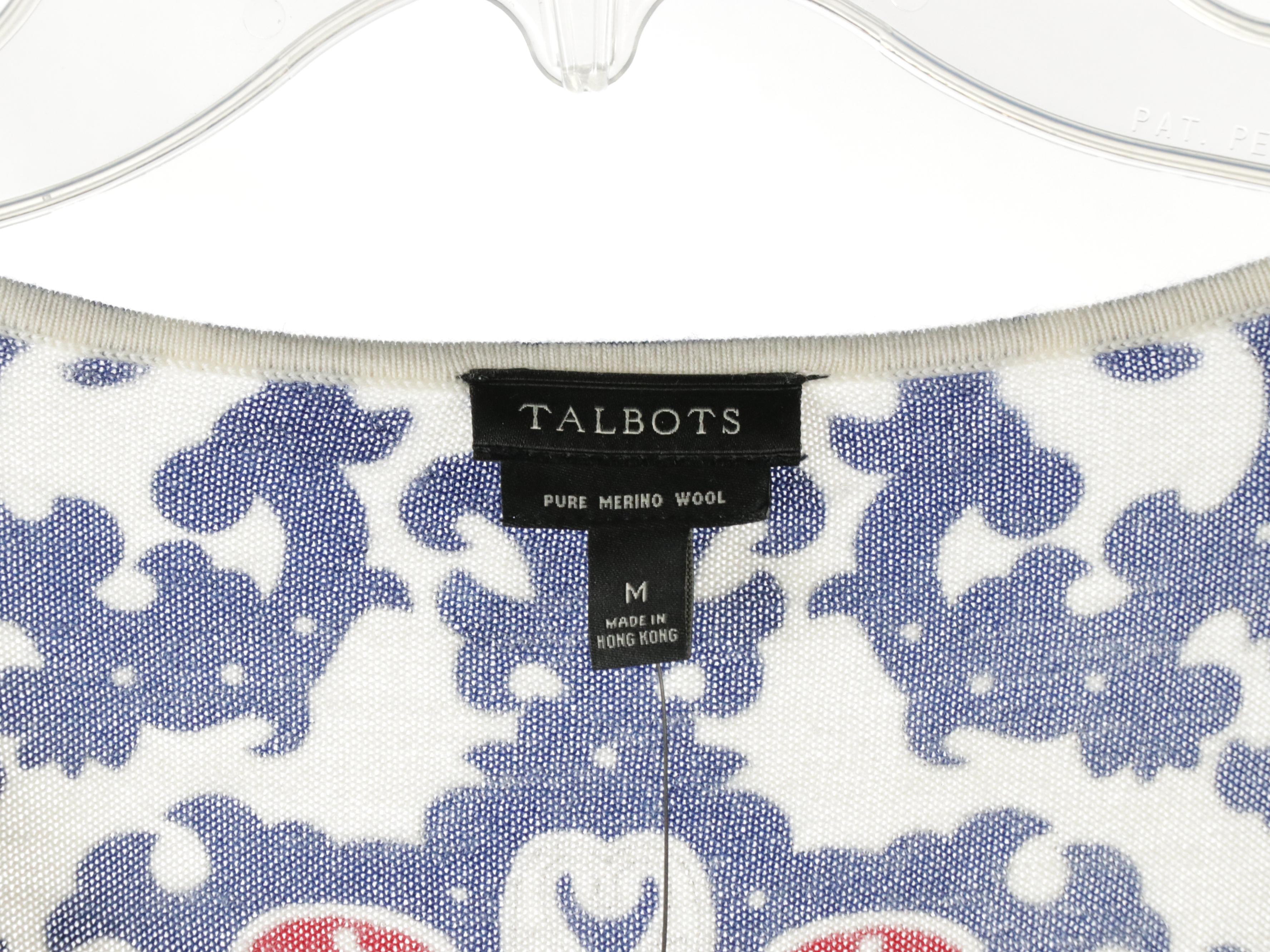 Talbots Printed Wool Sweater, Red and Blue Wool Single-Button Blazers, With Tags