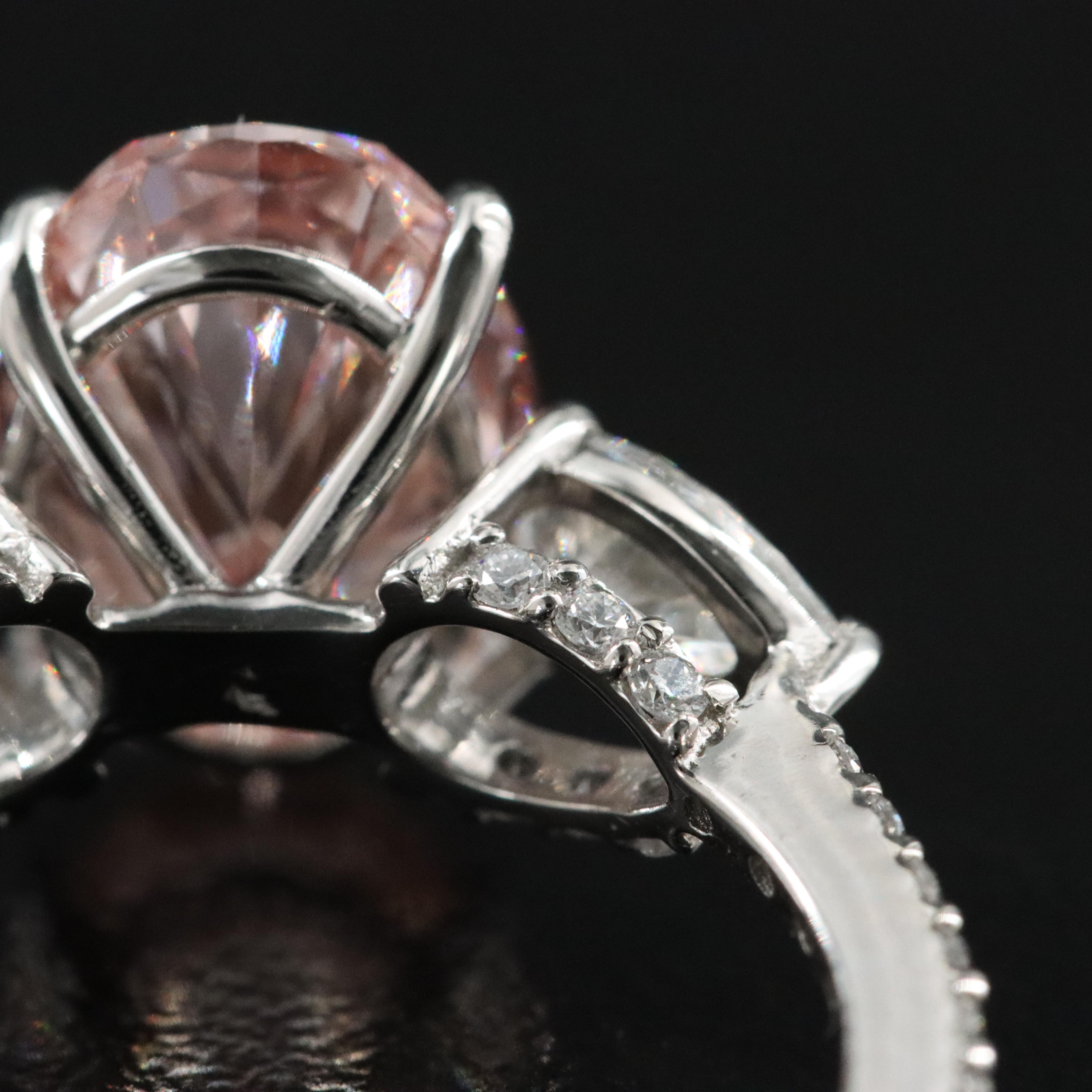 Platinum 3.91 CTW Lab Grown Diamond Ring with Fancy Pink Center and IGI Report
