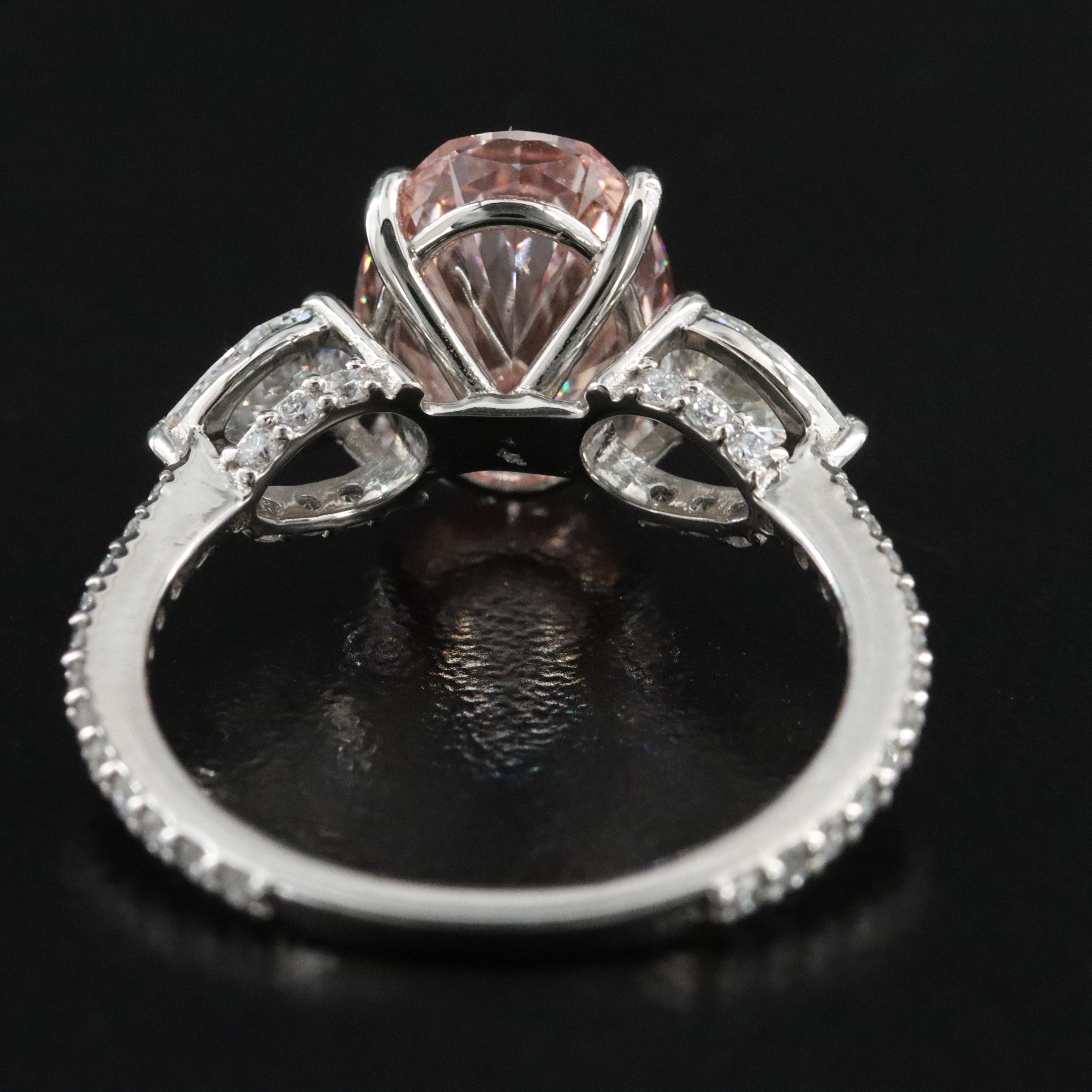 Platinum 3.91 CTW Lab Grown Diamond Ring with Fancy Pink Center and IGI Report