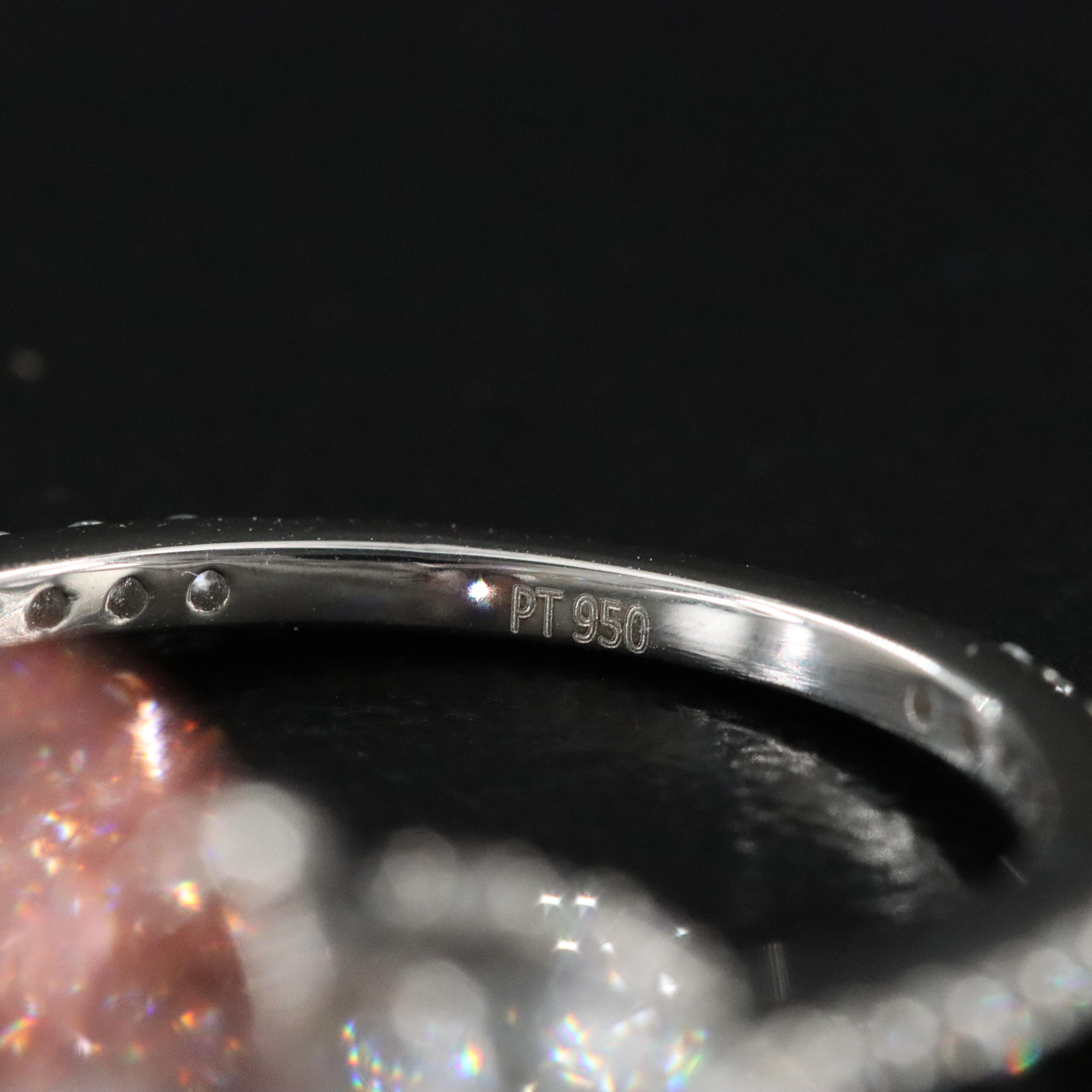 Platinum 3.91 CTW Lab Grown Diamond Ring with Fancy Pink Center and IGI Report