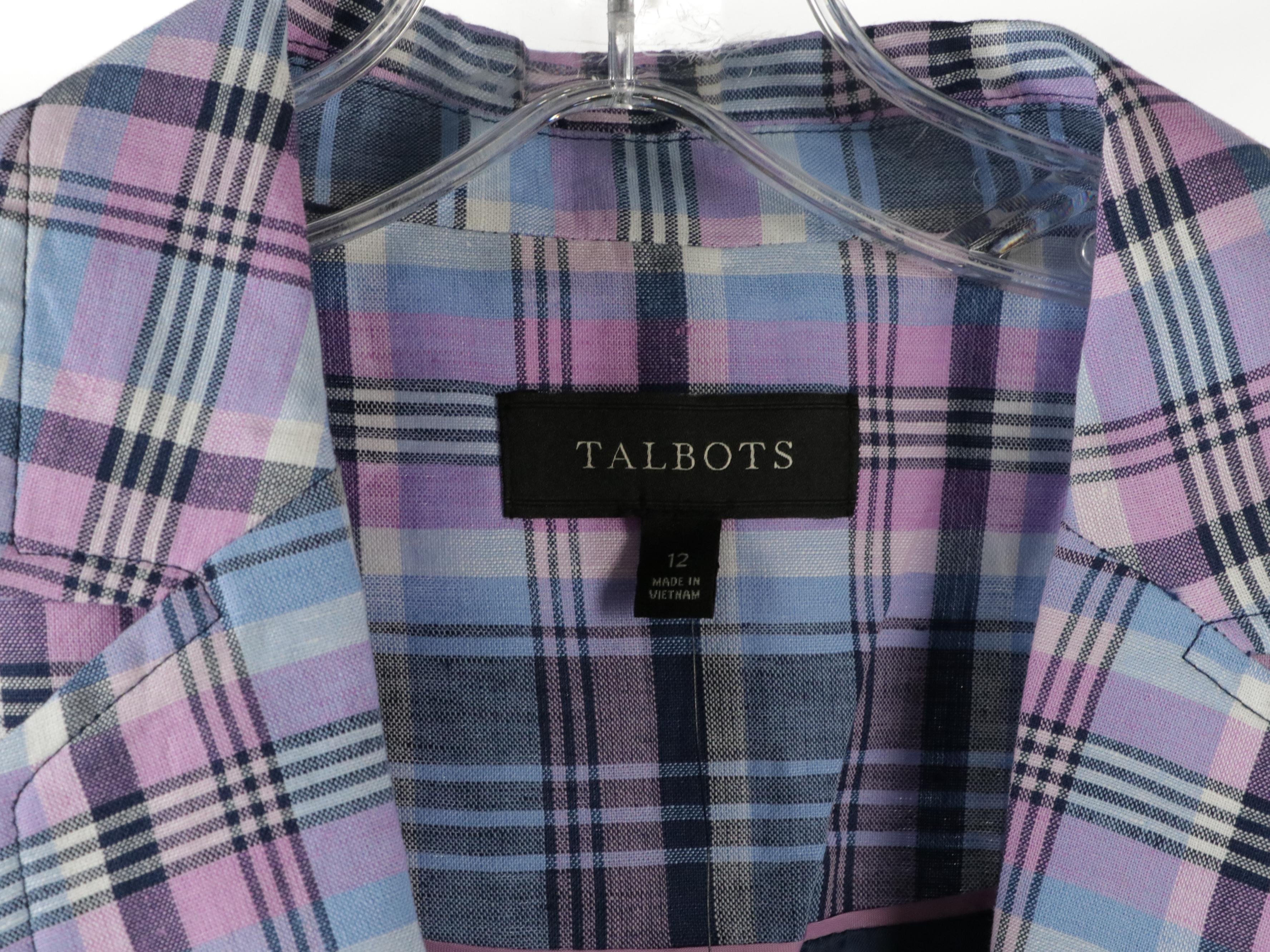 Talbots Pink and Plaid Linen Blazers, Sweater & Wide-Leg Pants w/ Other Trousers