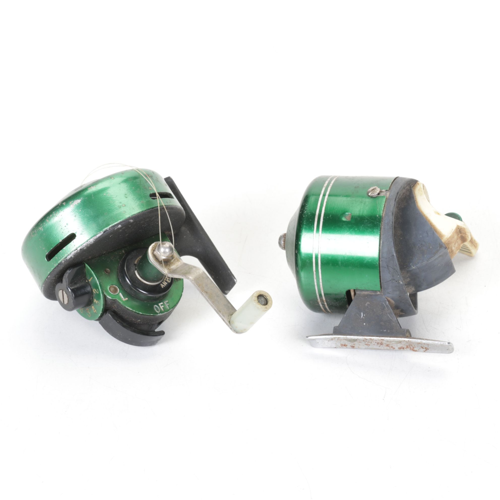 Six Vintage Fishing Reels with Pflueger, Garcia, and ABU