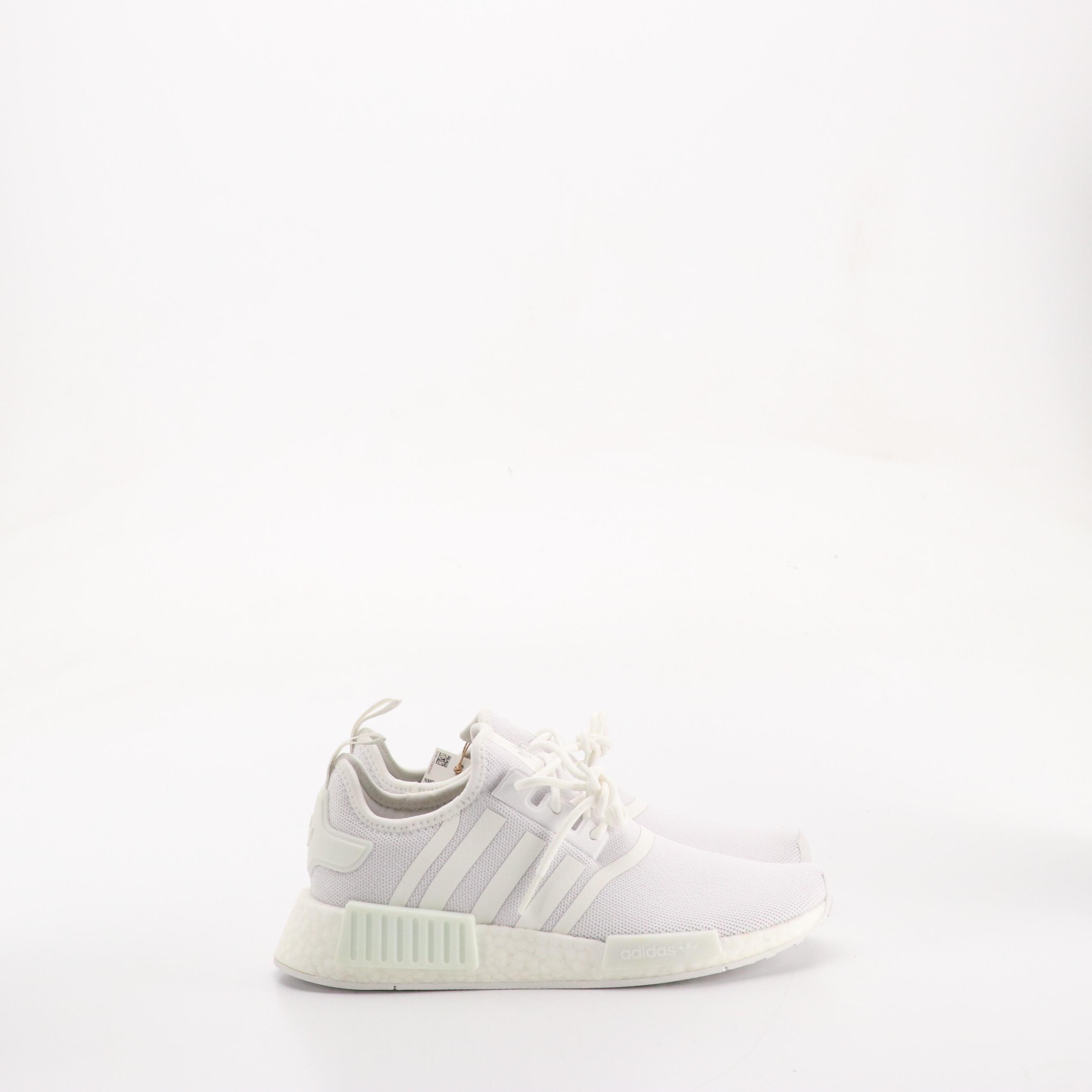 Adidas White "NMD_R1 Primeblue" Knit Sneakers in Box