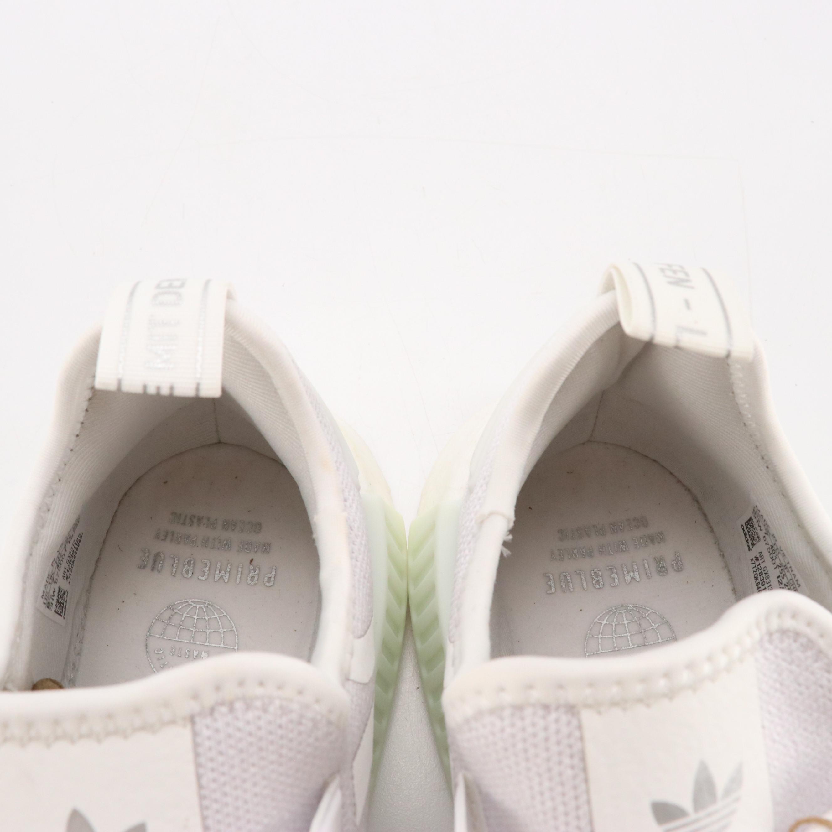 Adidas White "NMD_R1 Primeblue" Knit Sneakers in Box