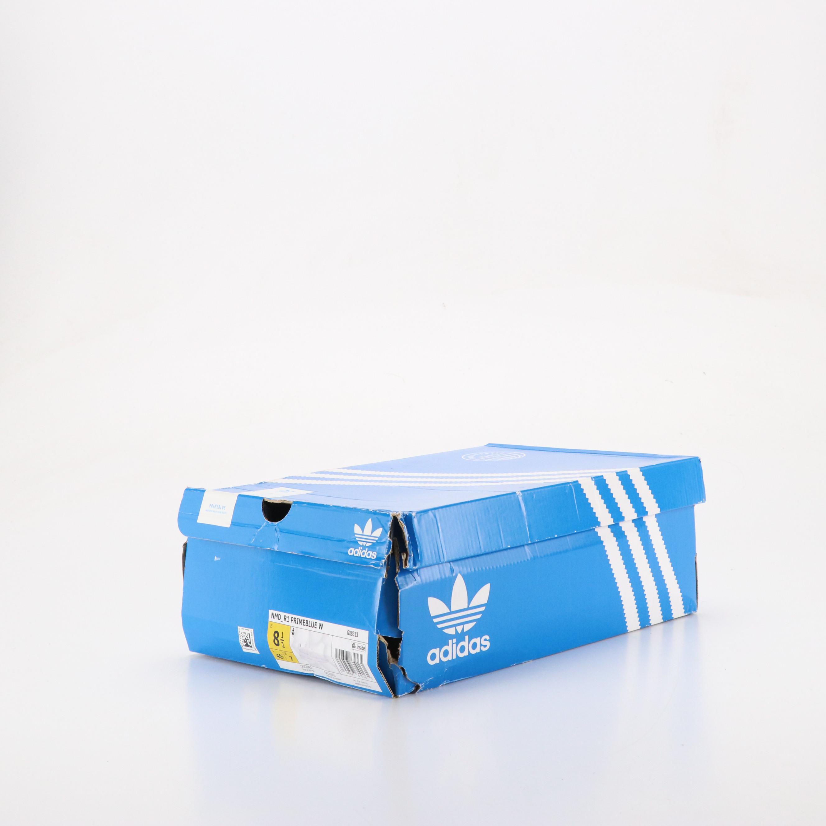 Adidas White "NMD_R1 Primeblue" Knit Sneakers in Box