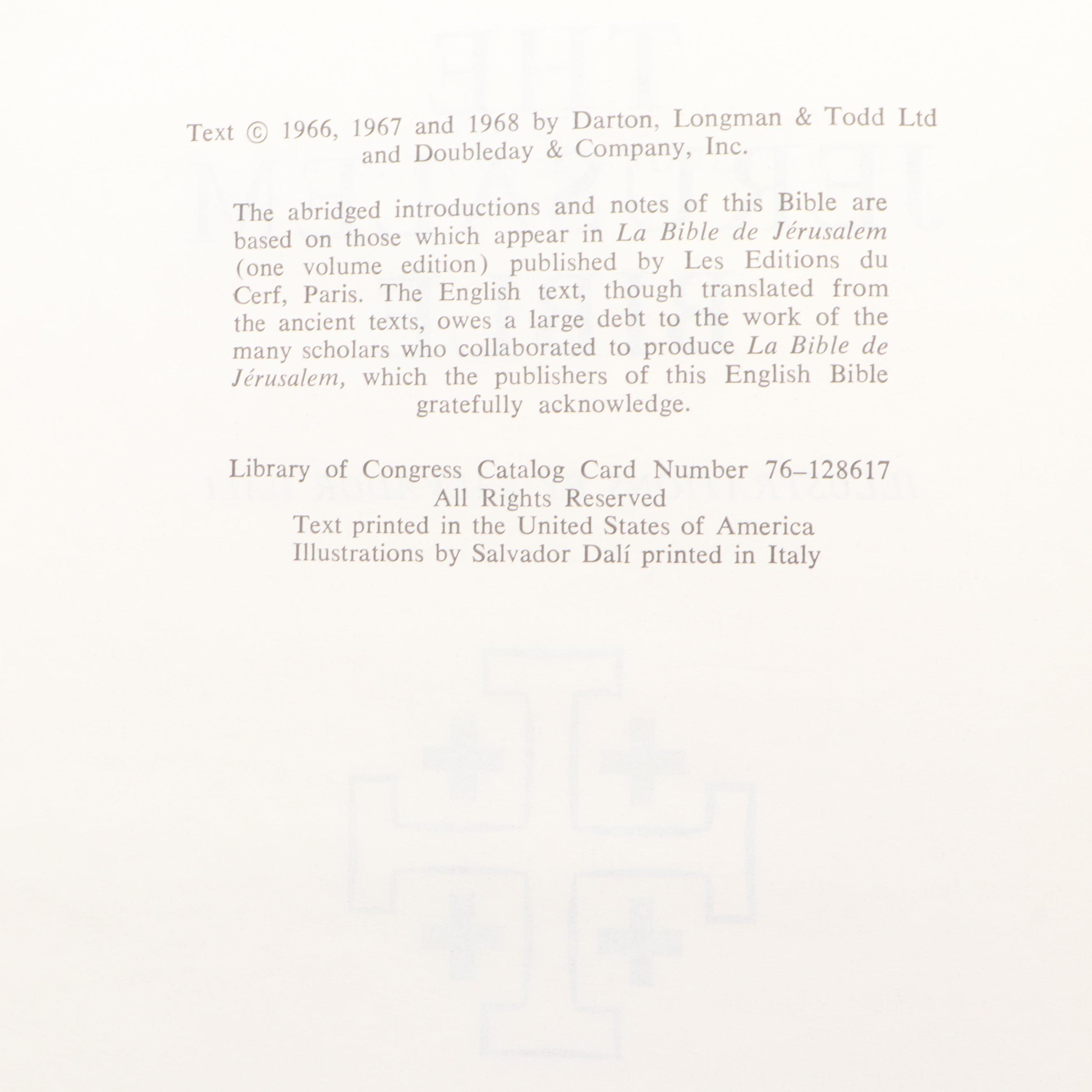 Salvador Dalí Illustrated Jerusalem Bible Edited by Alexander Jones, 1970