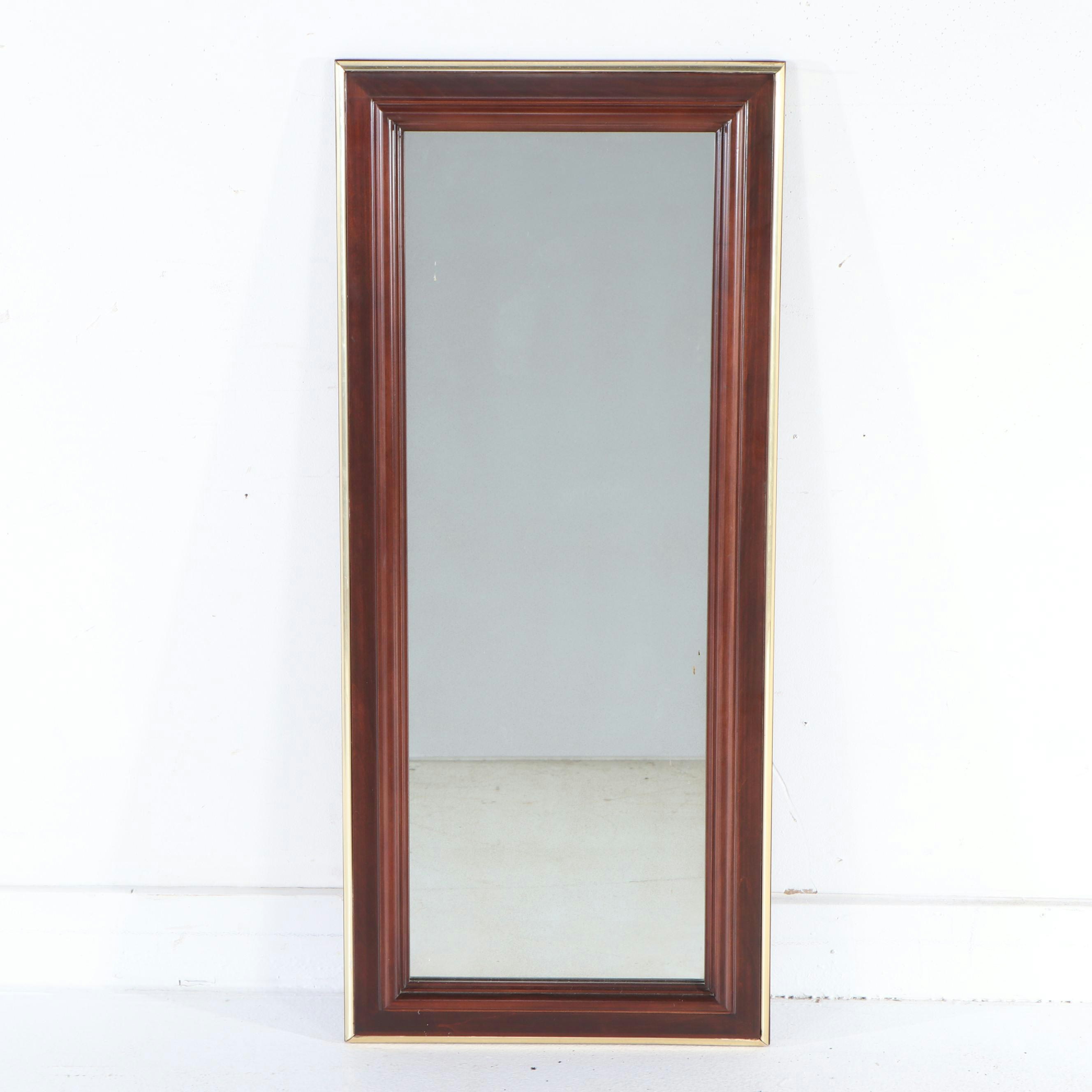 Gilt Rimmed Wooden Beveled Full-Length Wall Mirror
