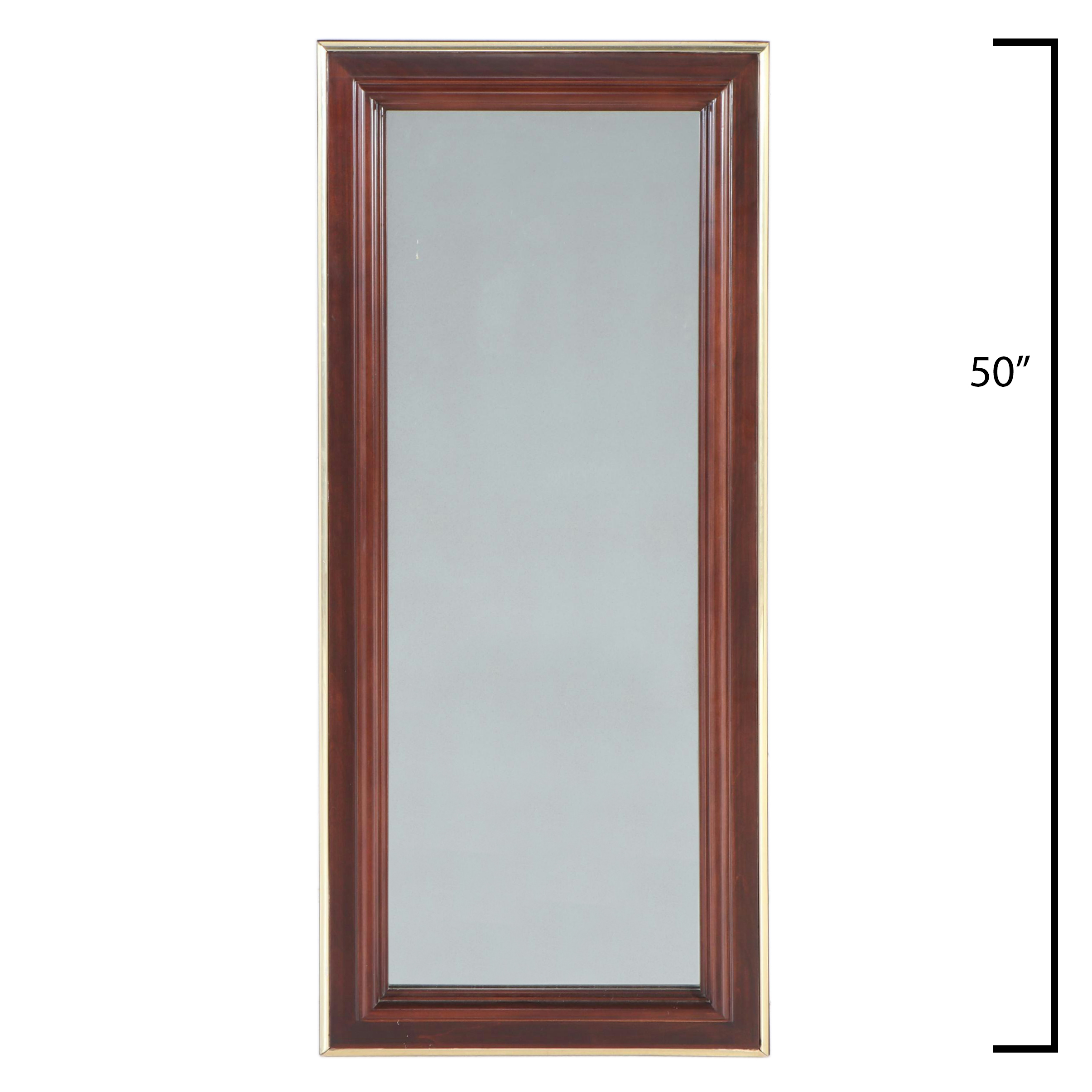 Gilt Rimmed Wooden Beveled Full-Length Wall Mirror