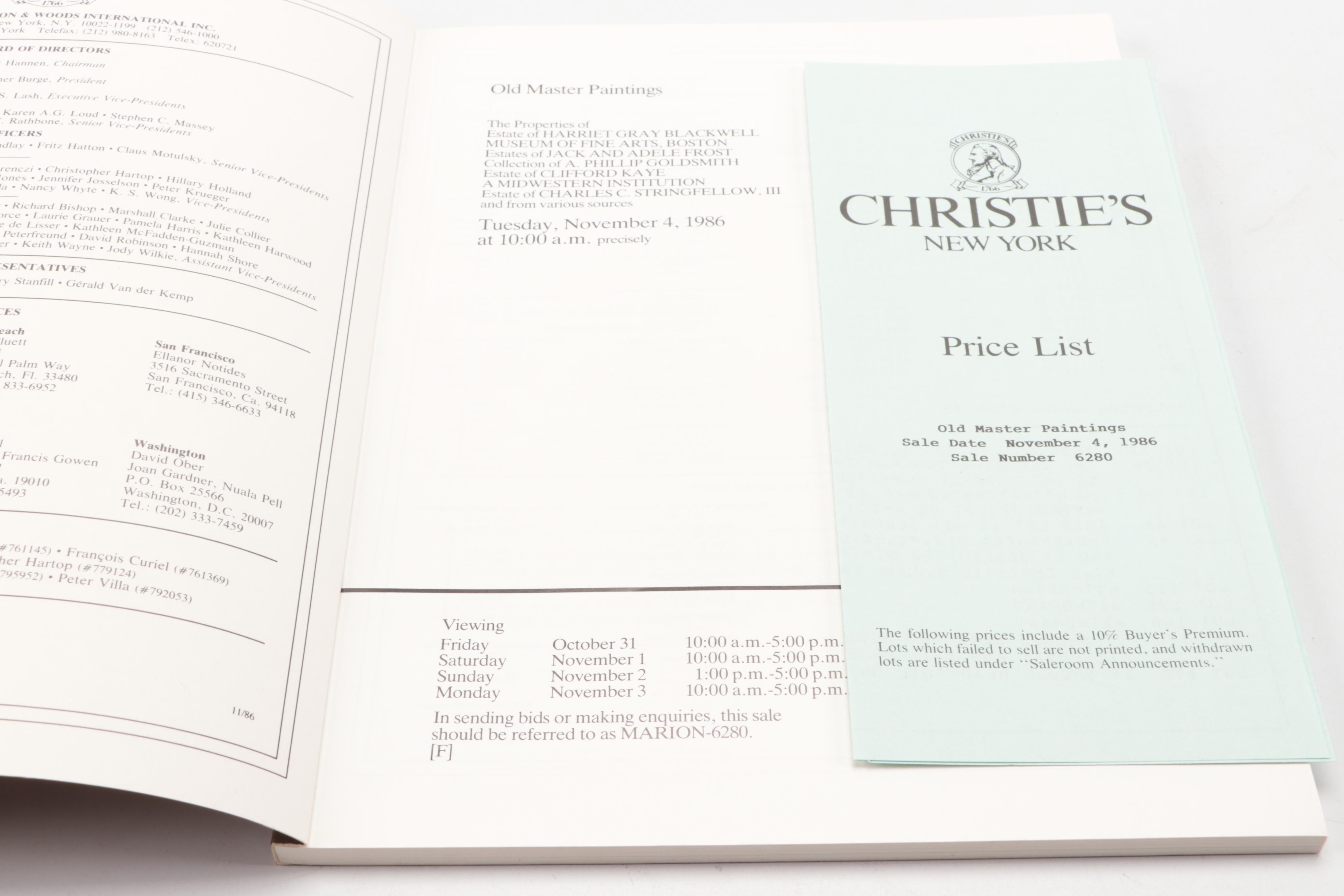 Christie's Old Master Paintings and Drawings Auction Catalogs, Late 20th Century