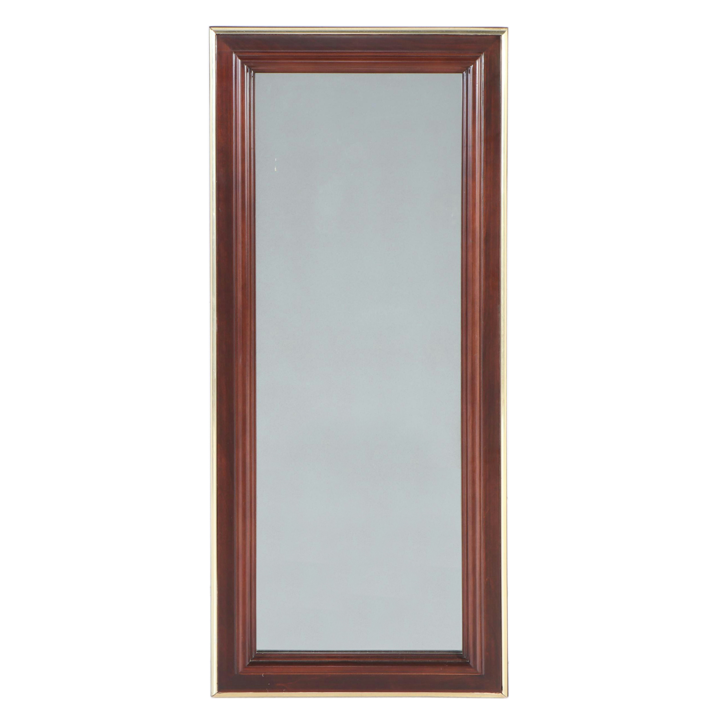 Gilt Rimmed Wooden Beveled Full-Length Wall Mirror