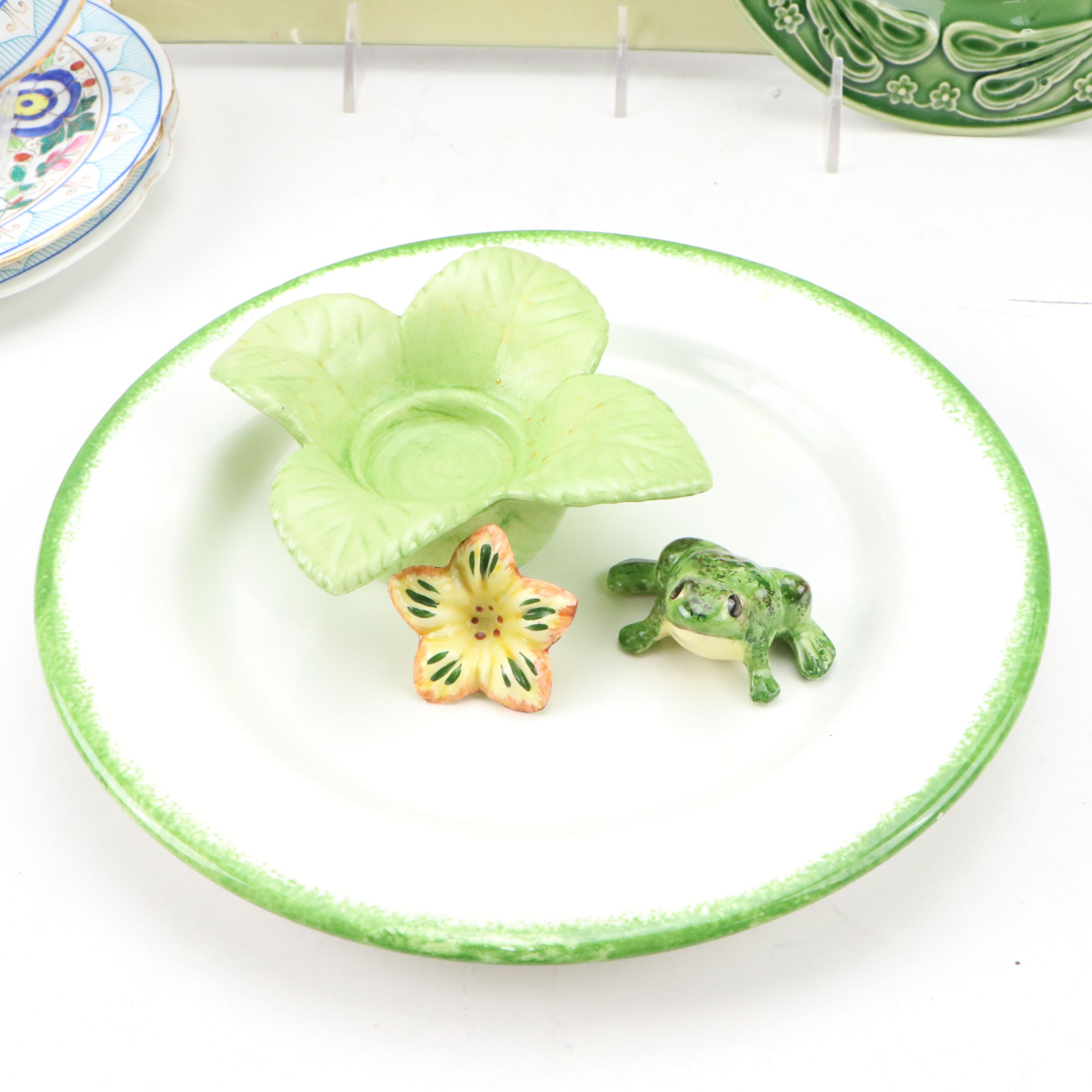 Bordallo Pinheiro Portuguese Green and Austrian Porcelain Plates