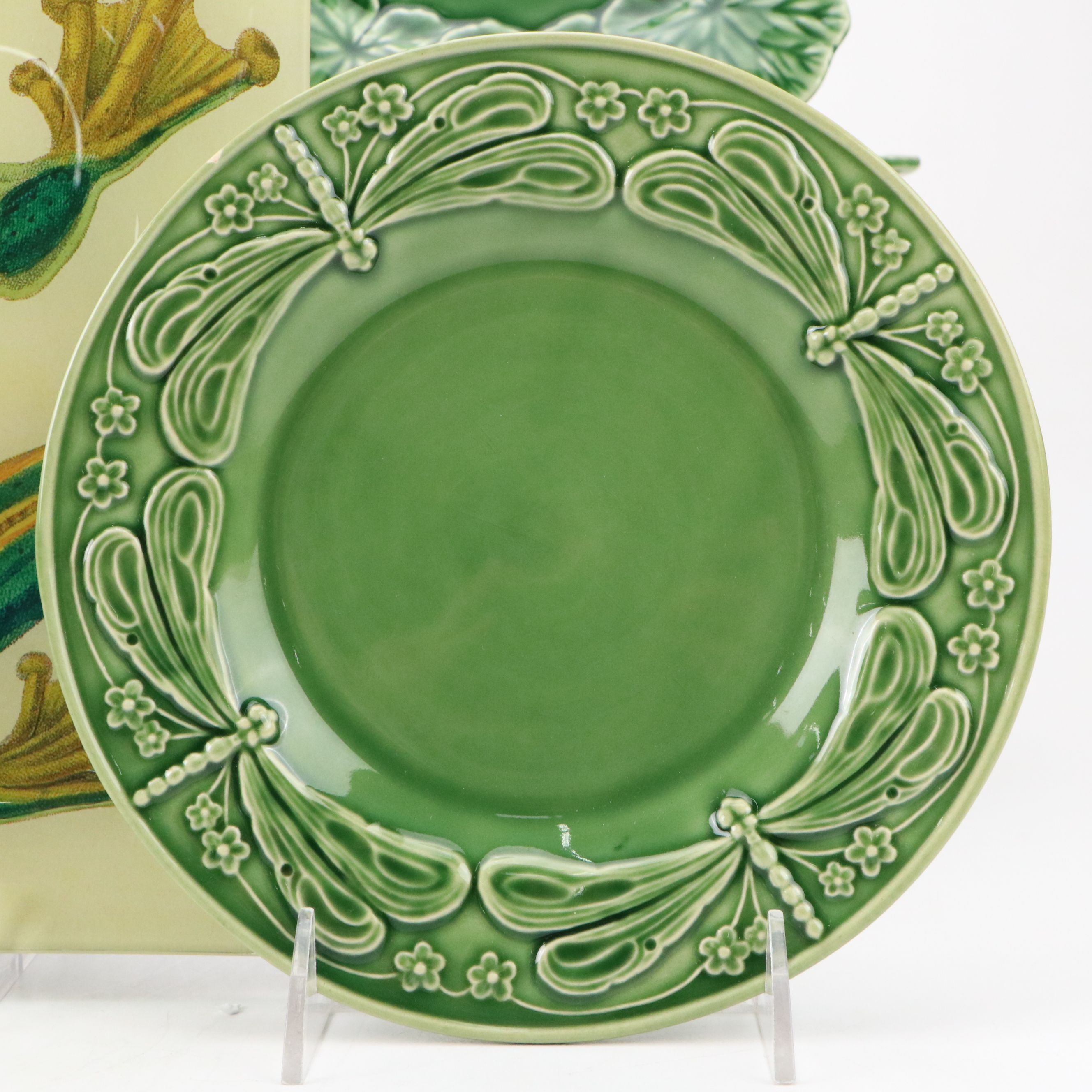 Bordallo Pinheiro Portuguese Green and Austrian Porcelain Plates