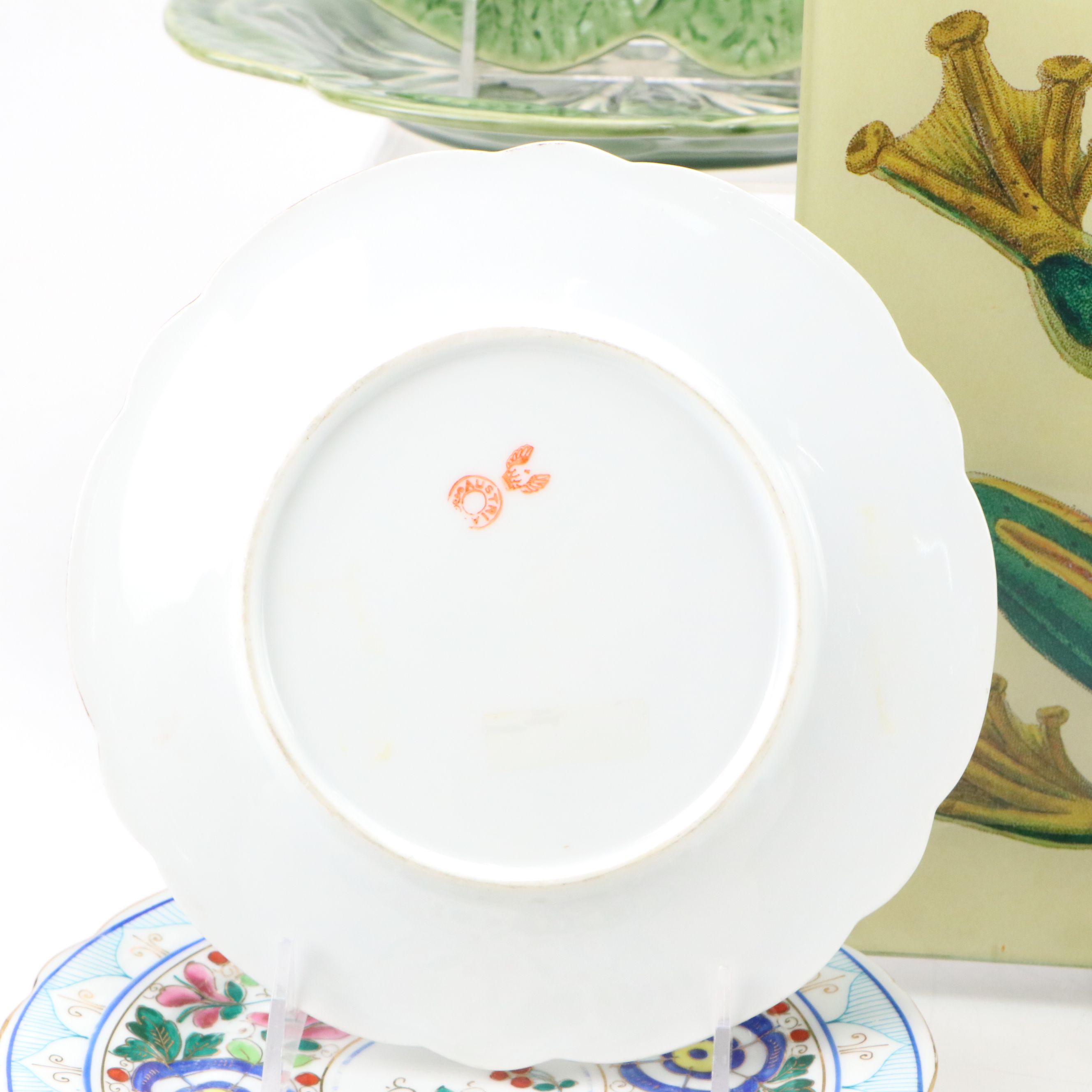 Bordallo Pinheiro Portuguese Green and Austrian Porcelain Plates