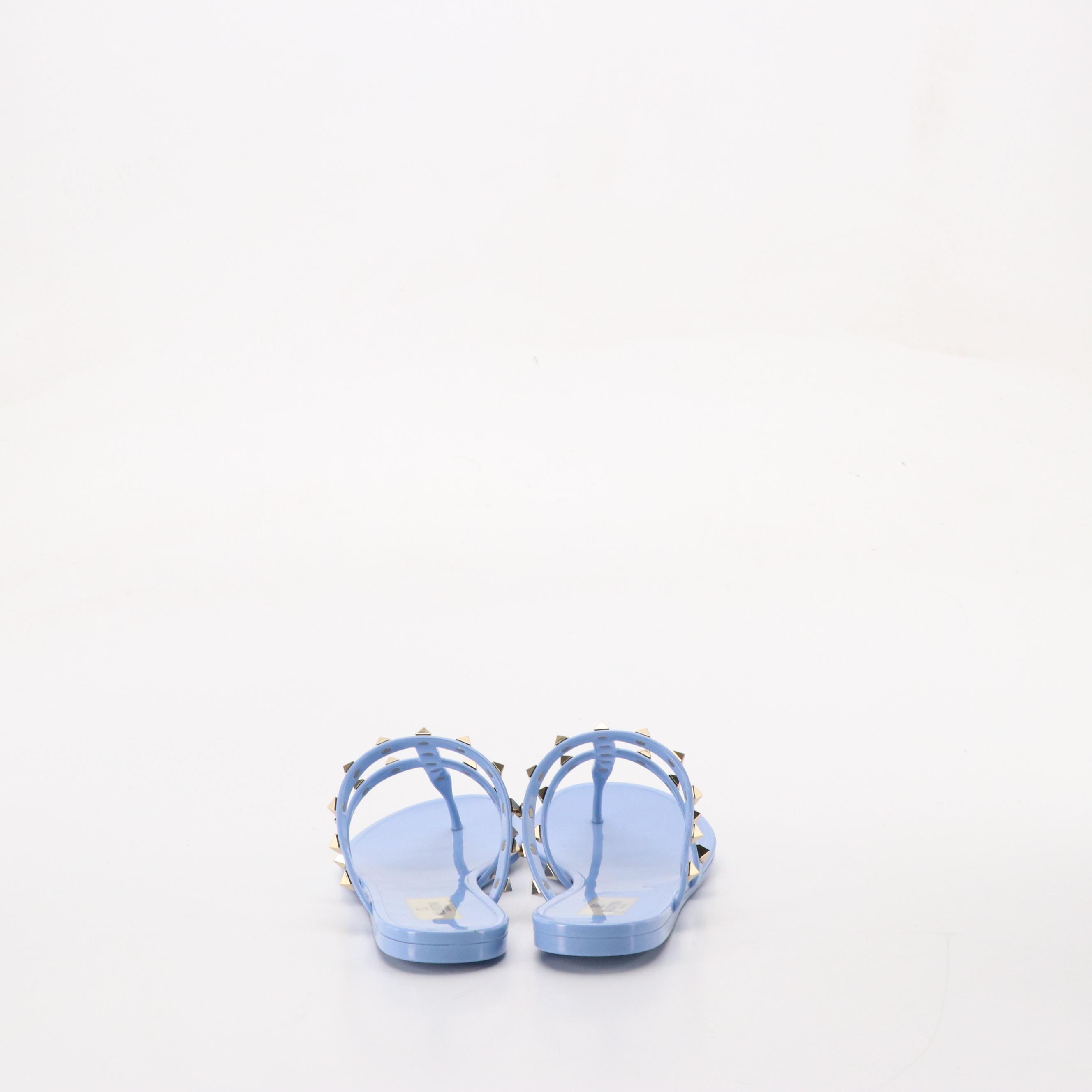 Valentino Garavani Rockstud PM Thong Sandals in PVC with Box
