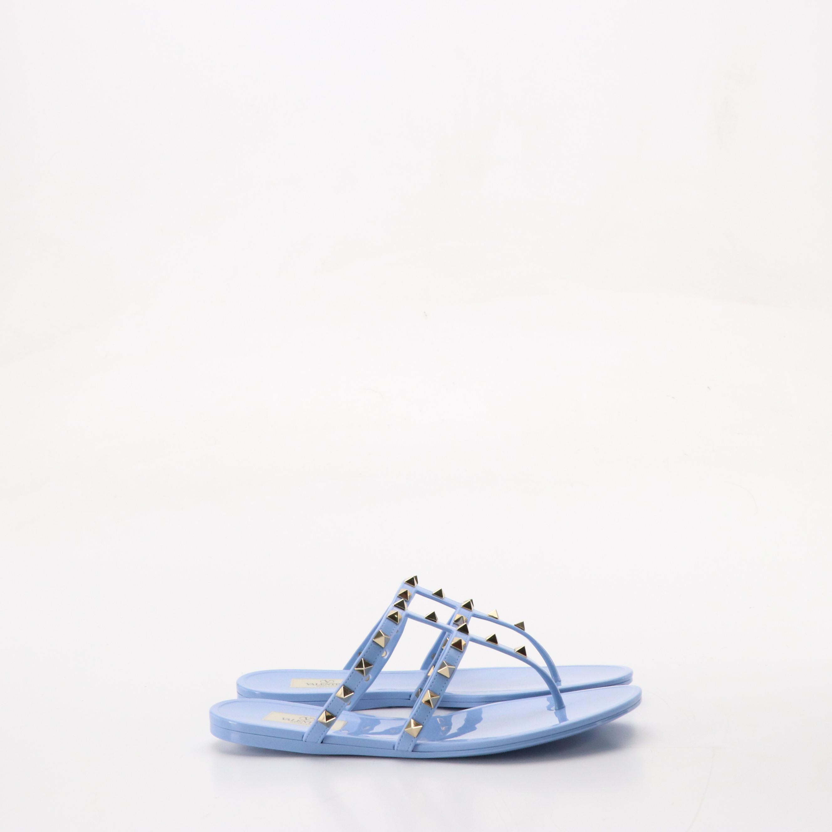 Valentino Garavani Rockstud PM Thong Sandals in PVC with Box