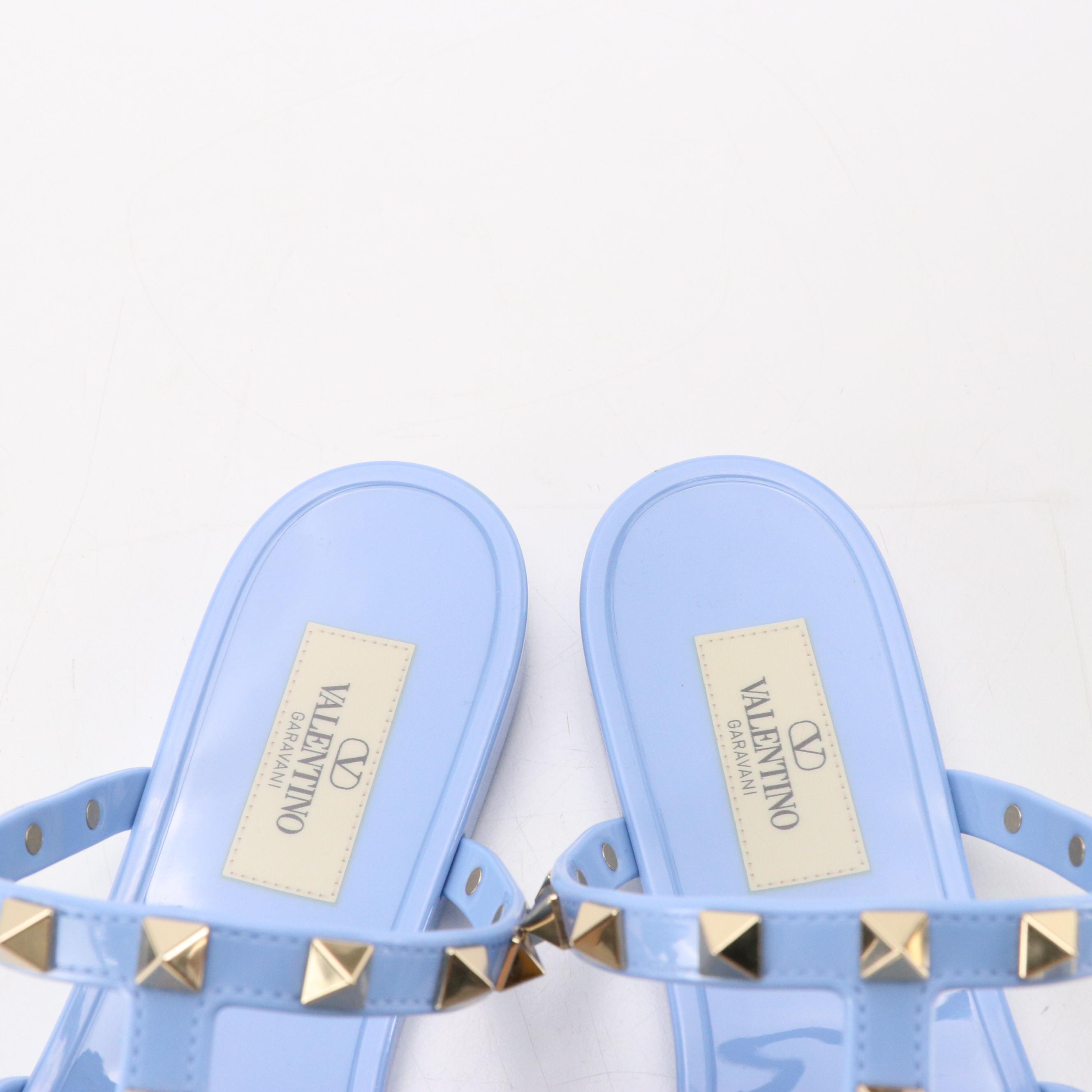 Valentino Garavani Rockstud PM Thong Sandals in PVC with Box