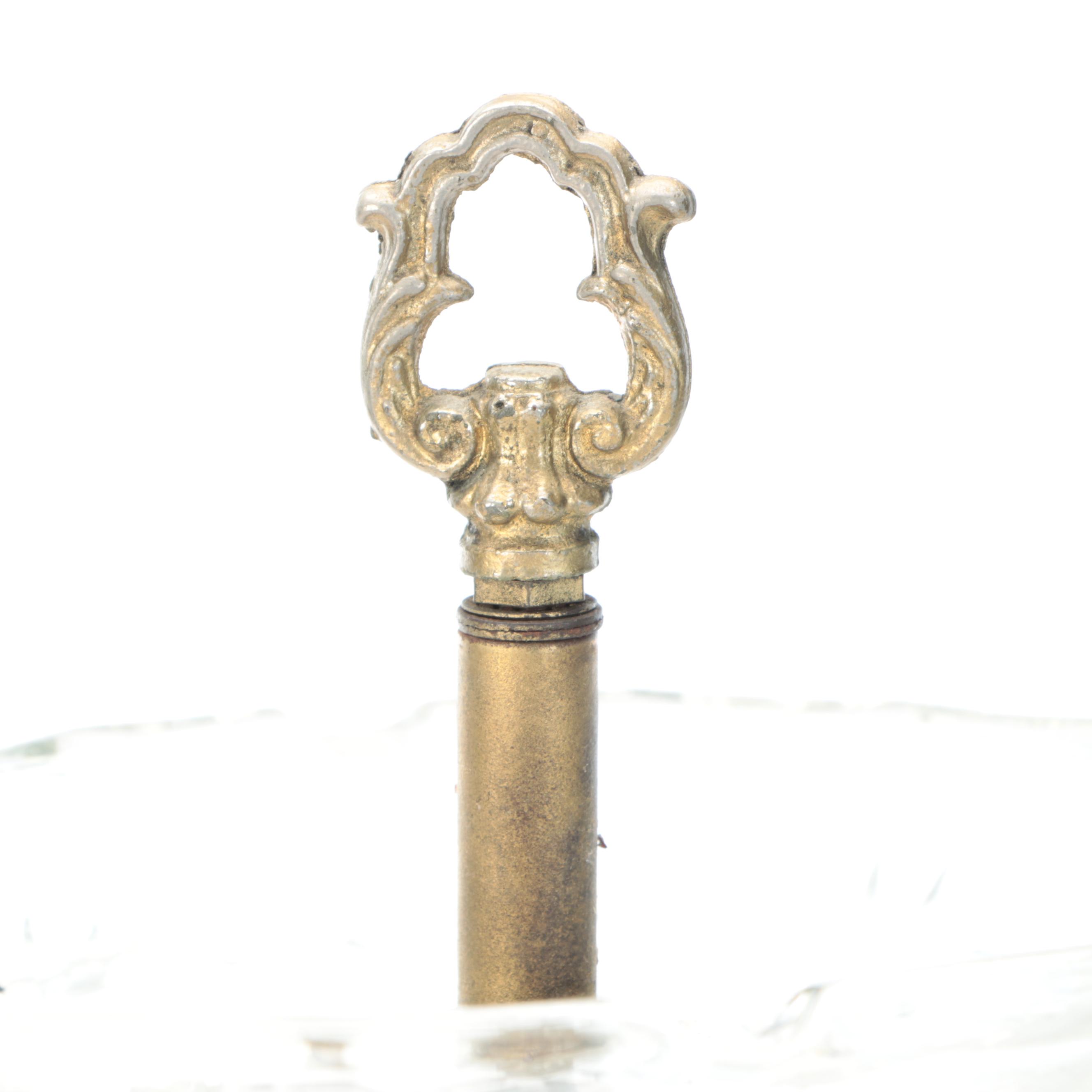 Victorian Style Pedestal Glass Ashtray on Brass and Marble Base