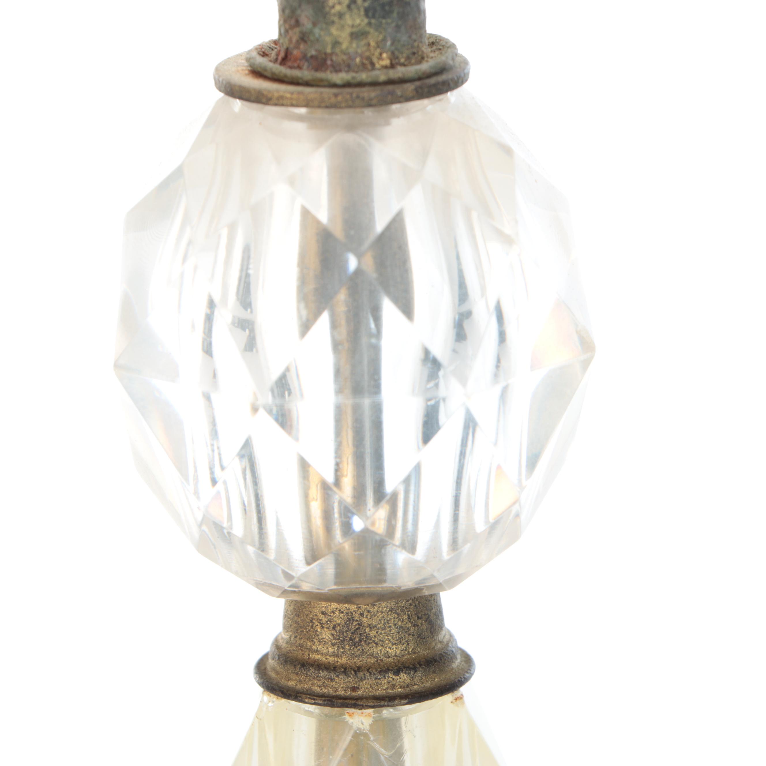 Victorian Style Pedestal Glass Ashtray on Brass and Marble Base