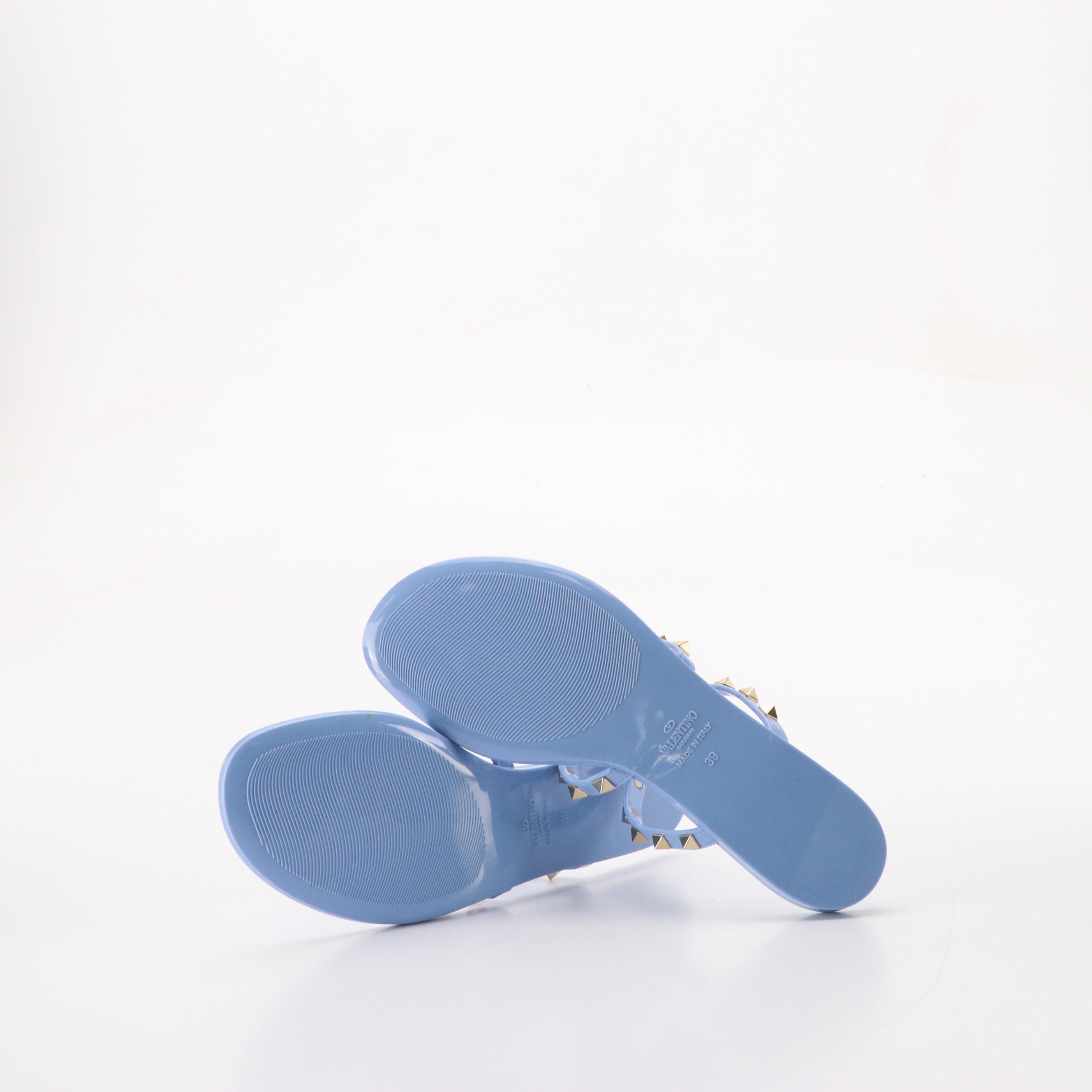 Valentino Garavani Rockstud PM Thong Sandals in PVC with Box