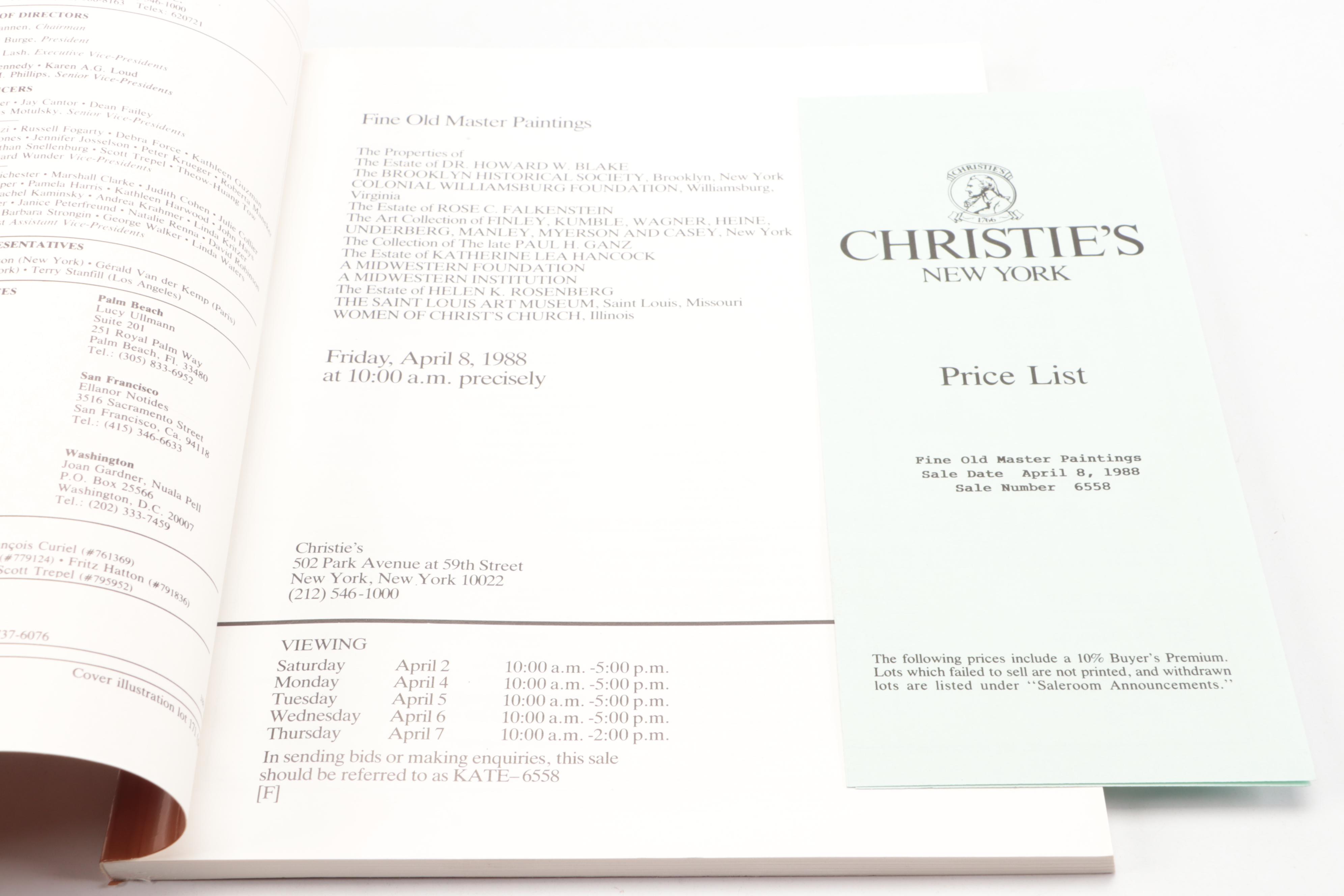 Christie's Old Master Paintings and Drawings Auction Catalogs, Late 20th Century