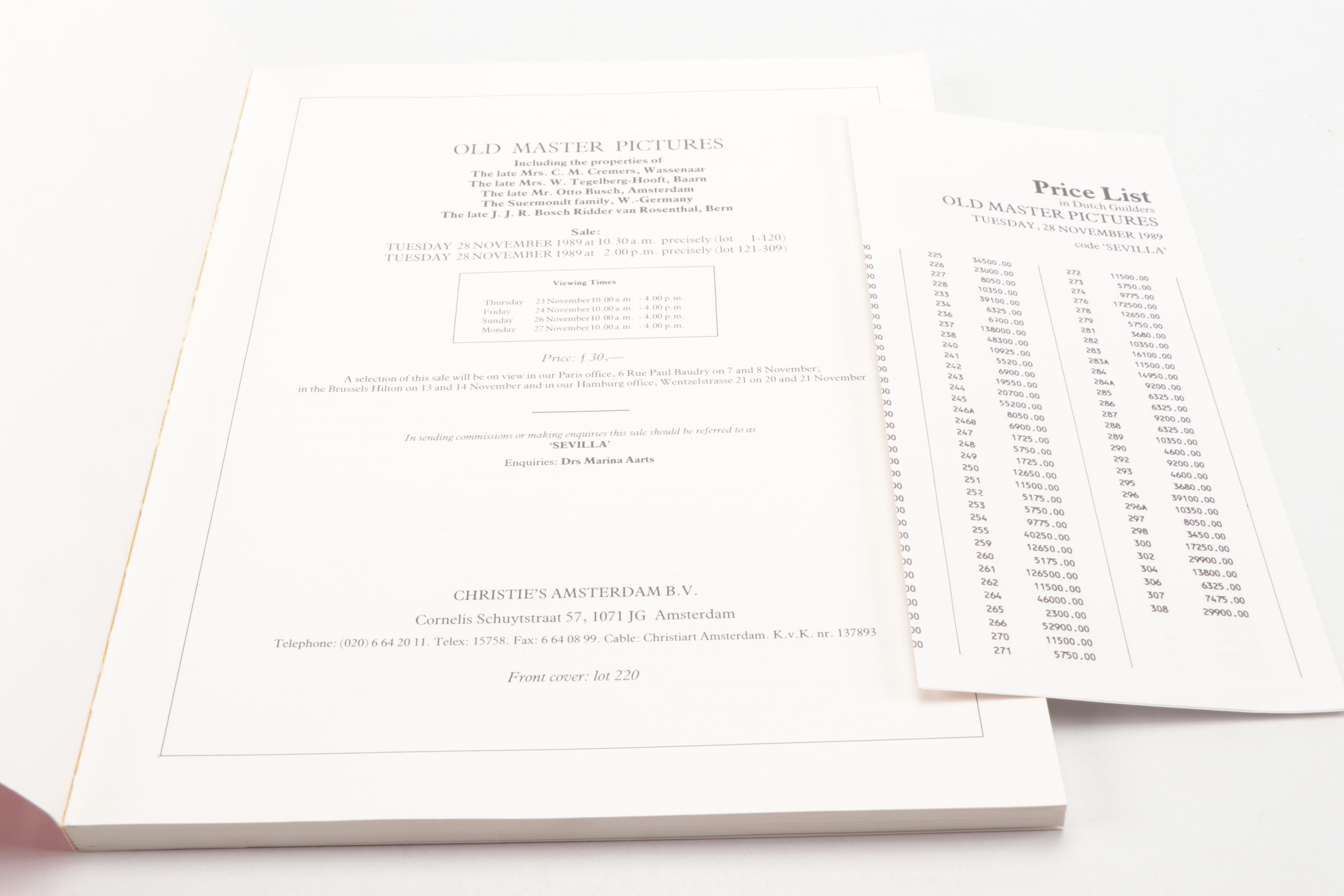 Christie's Old Master Paintings and Drawings Auction Catalogs, Late 20th Century