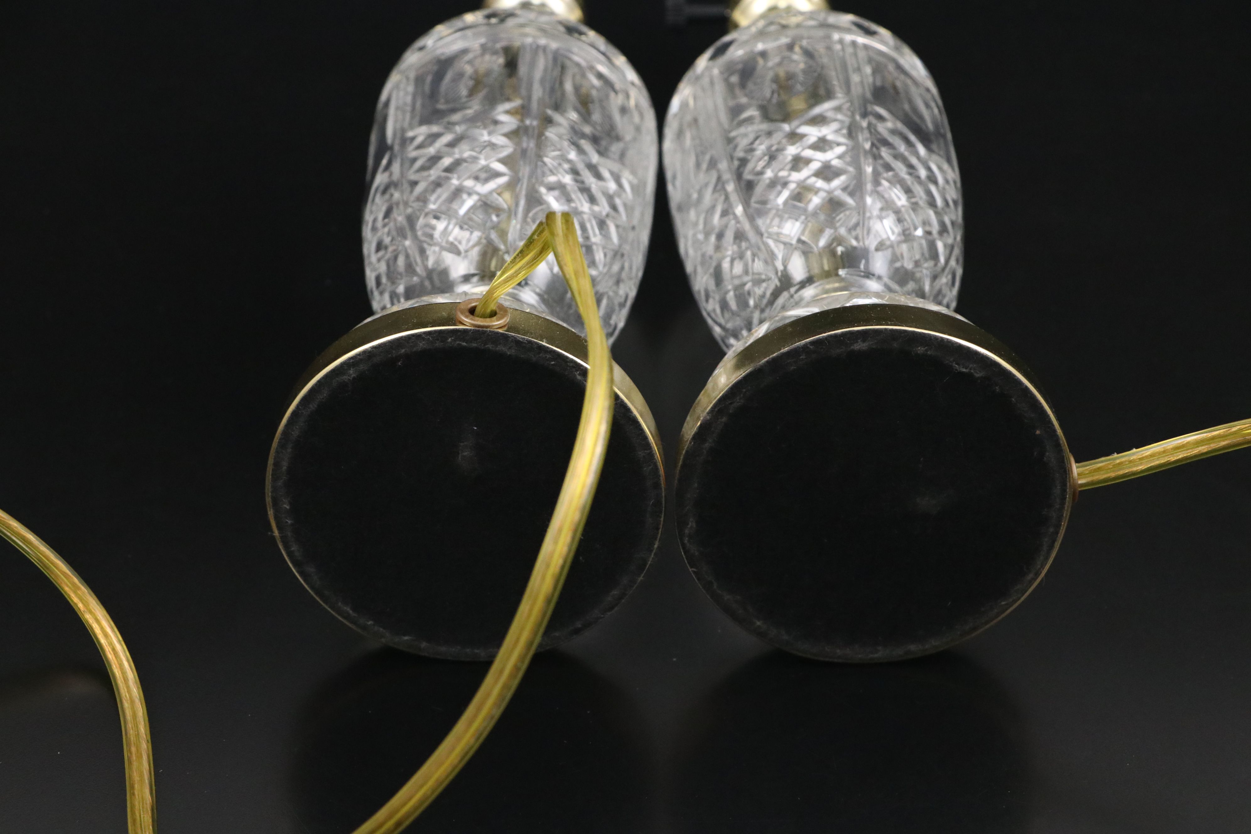 Pair of Glass Vase Accent Lamps with Pleated Bell Shades