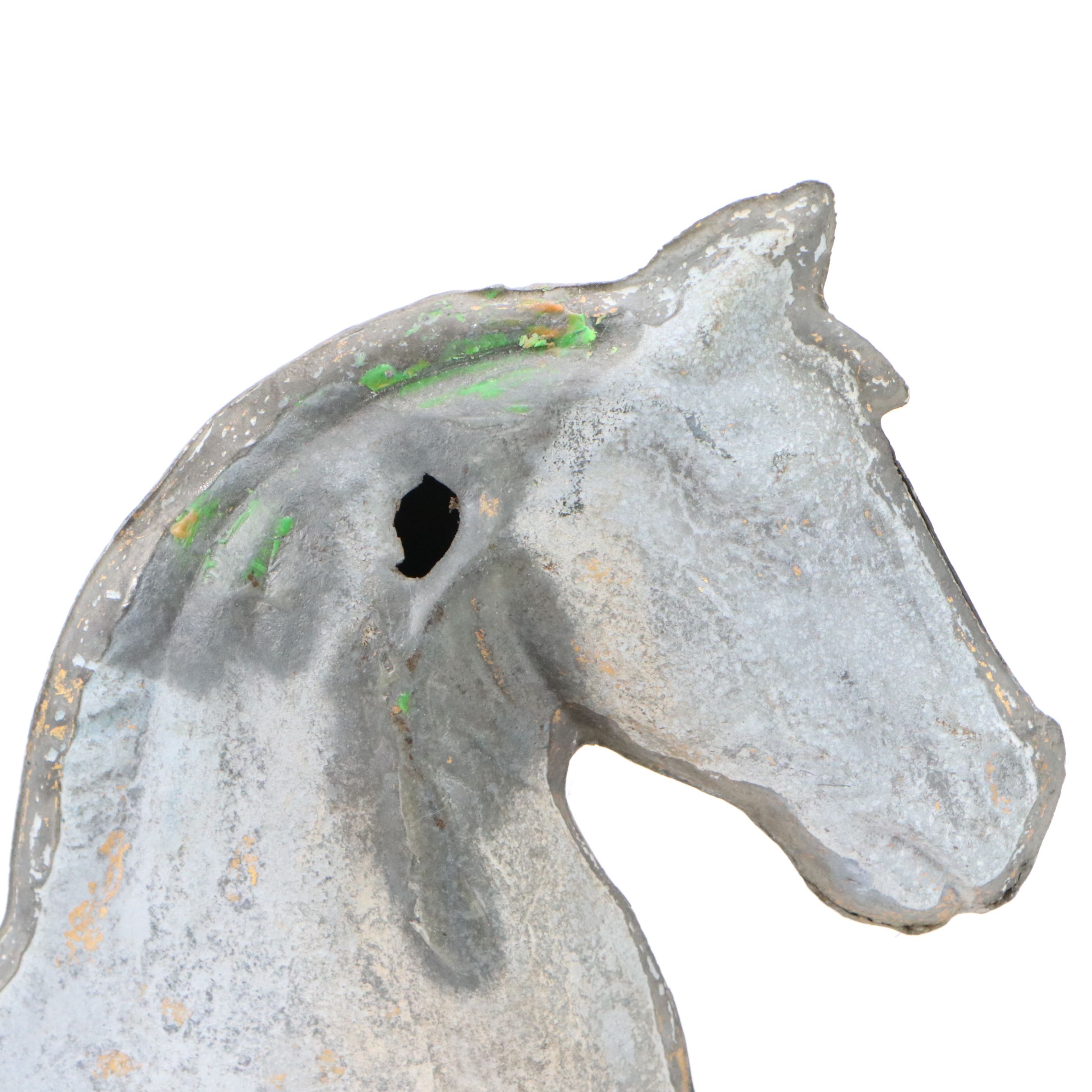 Metal Horse Weather Vane Remnant with Wood Serving Board and Other Bar Tools