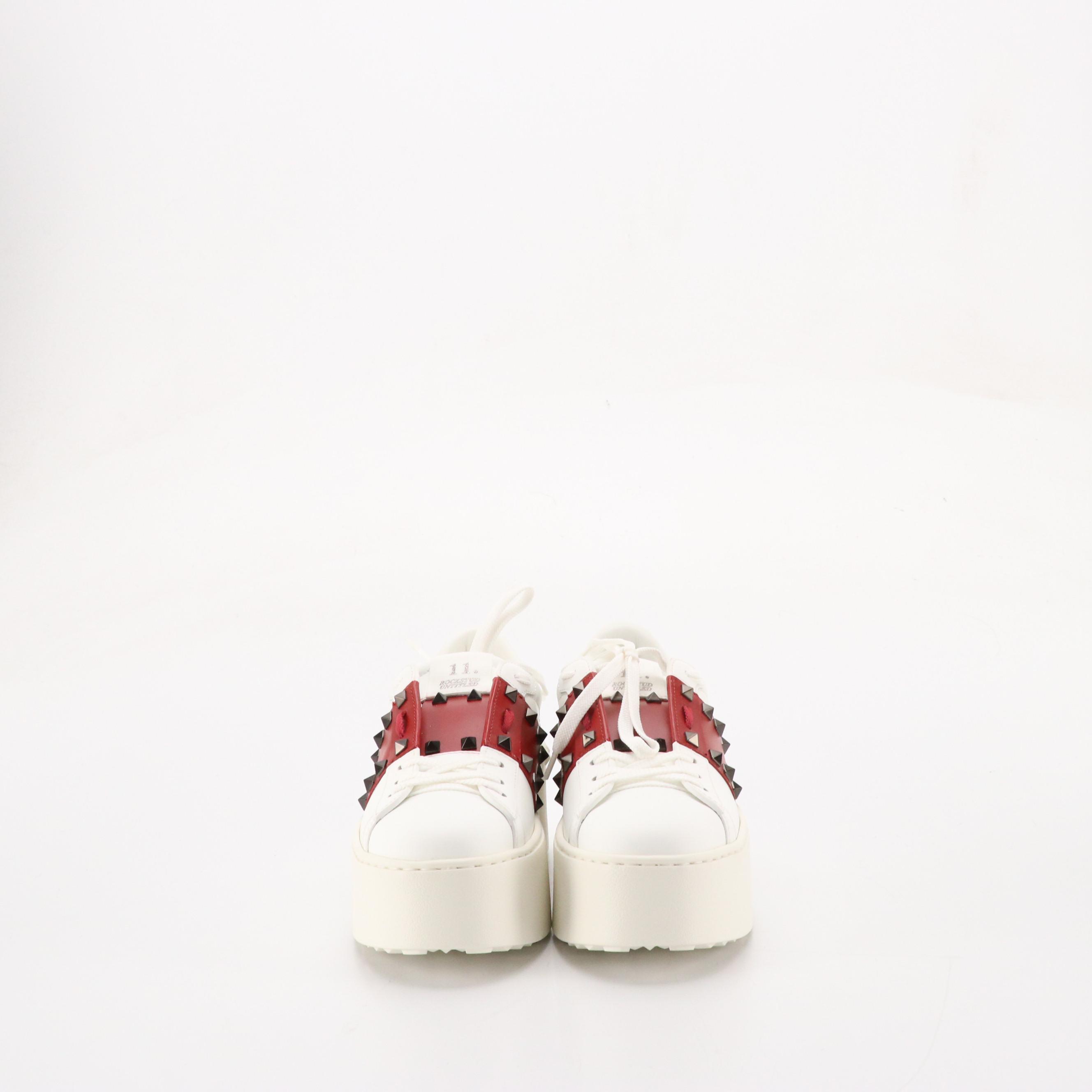 Valentino Garavani Flatform Rockstud Untitled Sneaker in Calfskin with Box