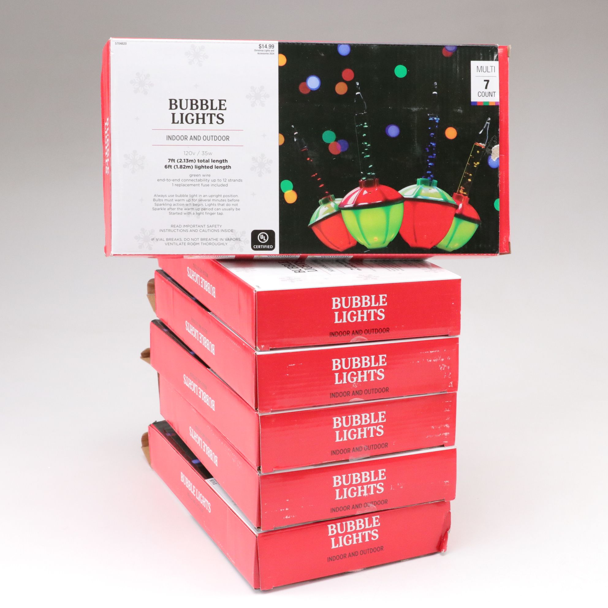 "Bubble Lights" Christmas Decor String Lights with Blown Glass & Other Ornaments