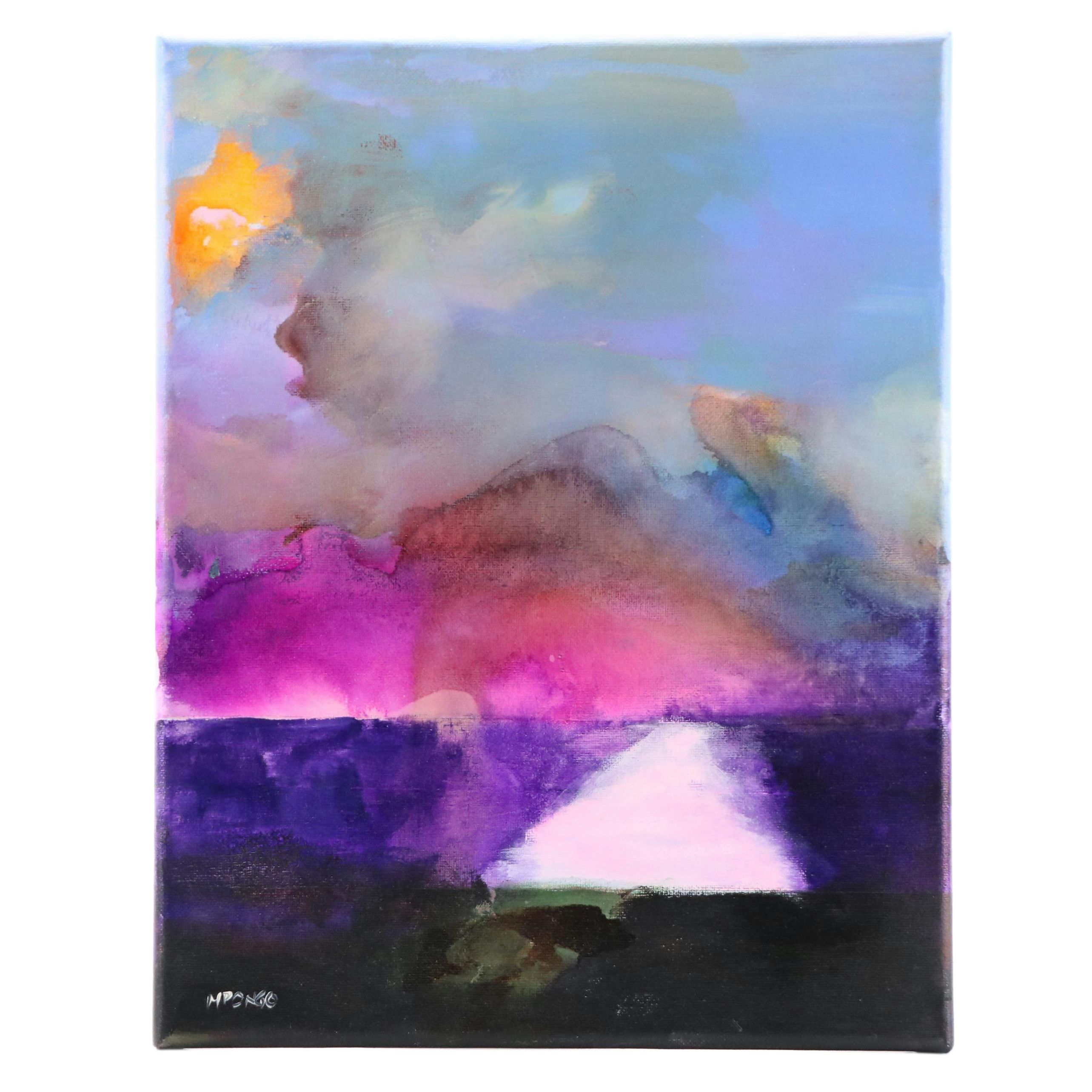 Milagros Pongo Mixed Media Painting "Itaca's Way," 21st Century