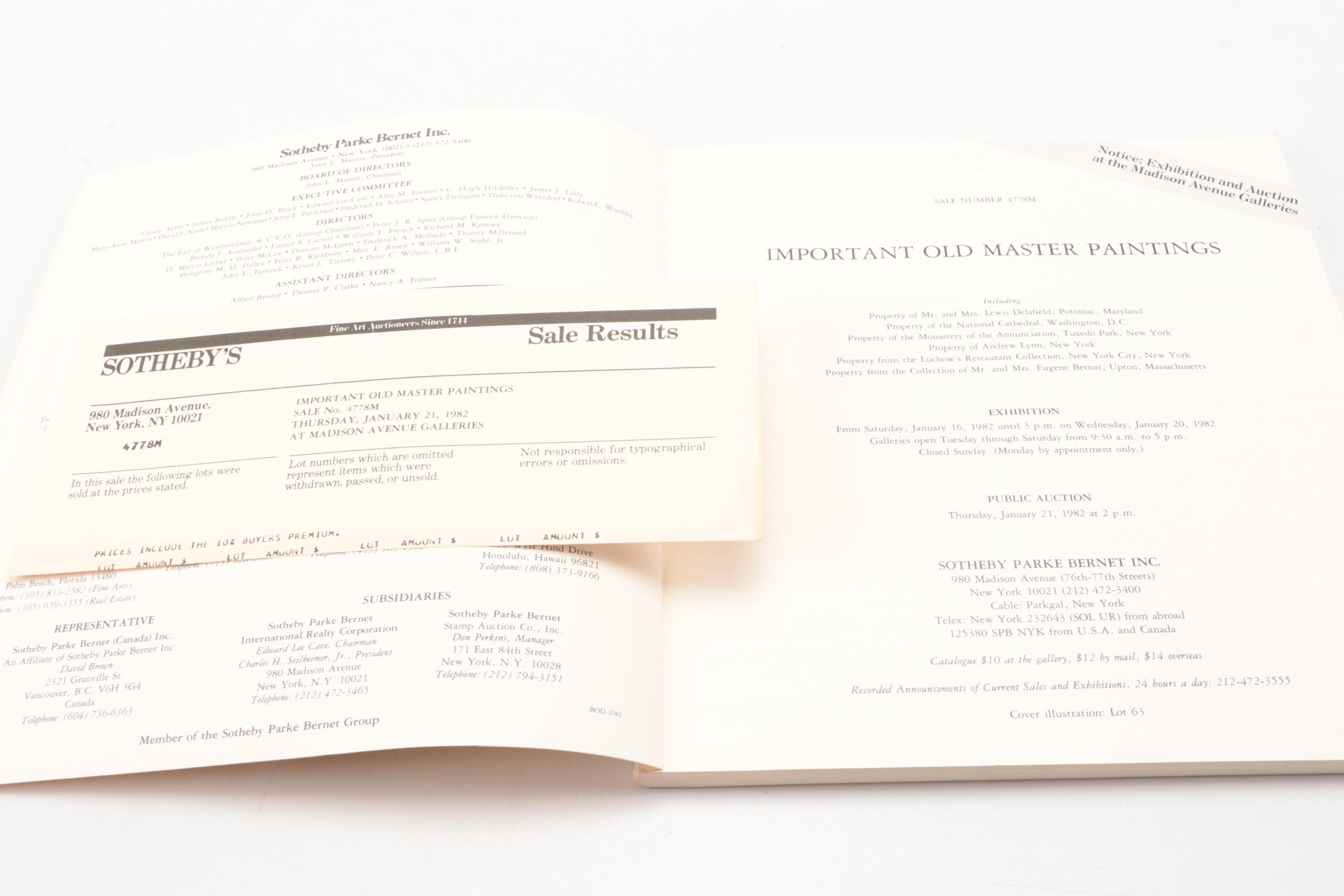 Sotheby's and Christie's Paintings and Drawings Auction Catalogs, Late 20th C.