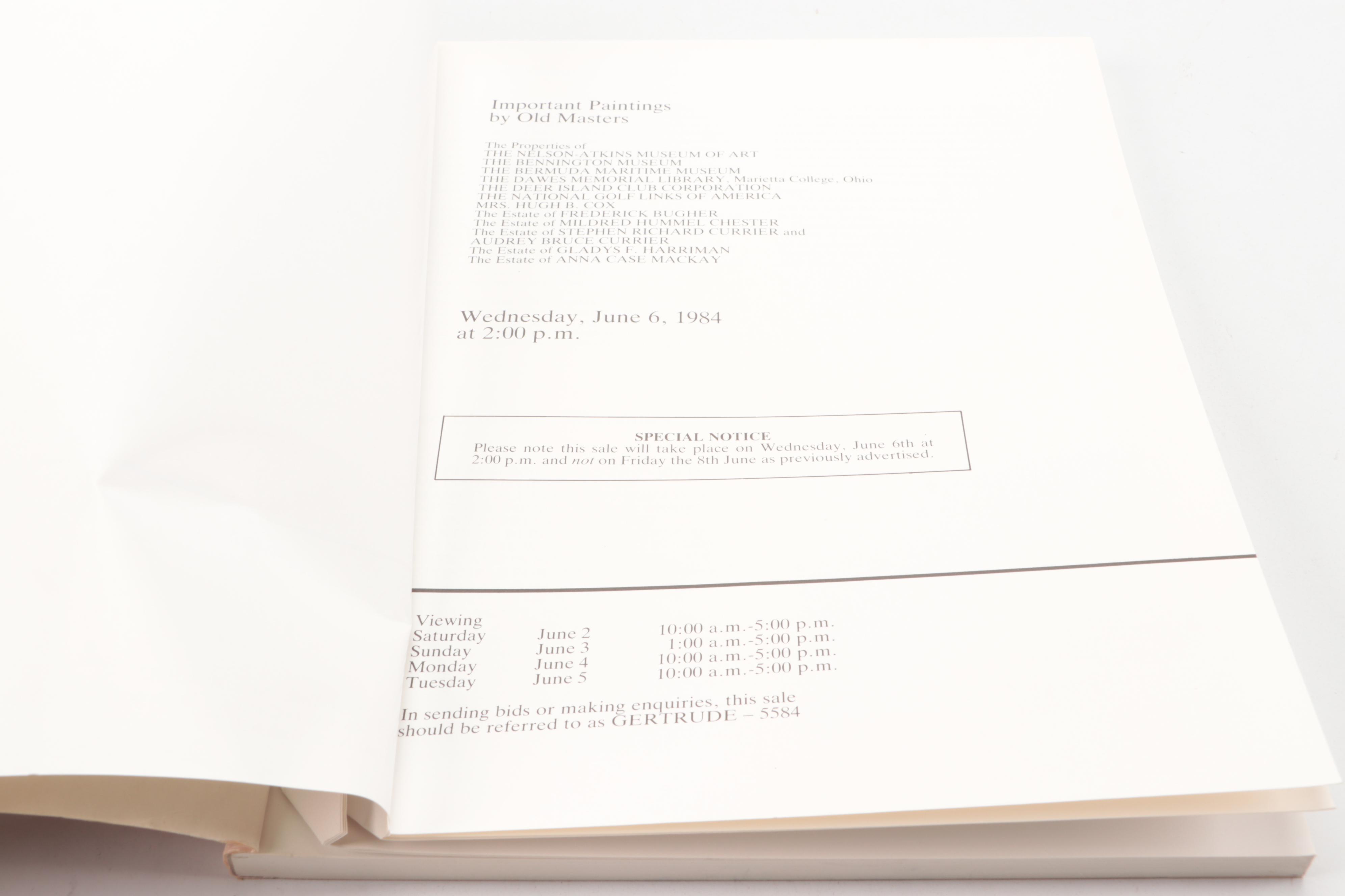 Sotheby's and Christie's Paintings and Drawings Auction Catalogs, Late 20th C.