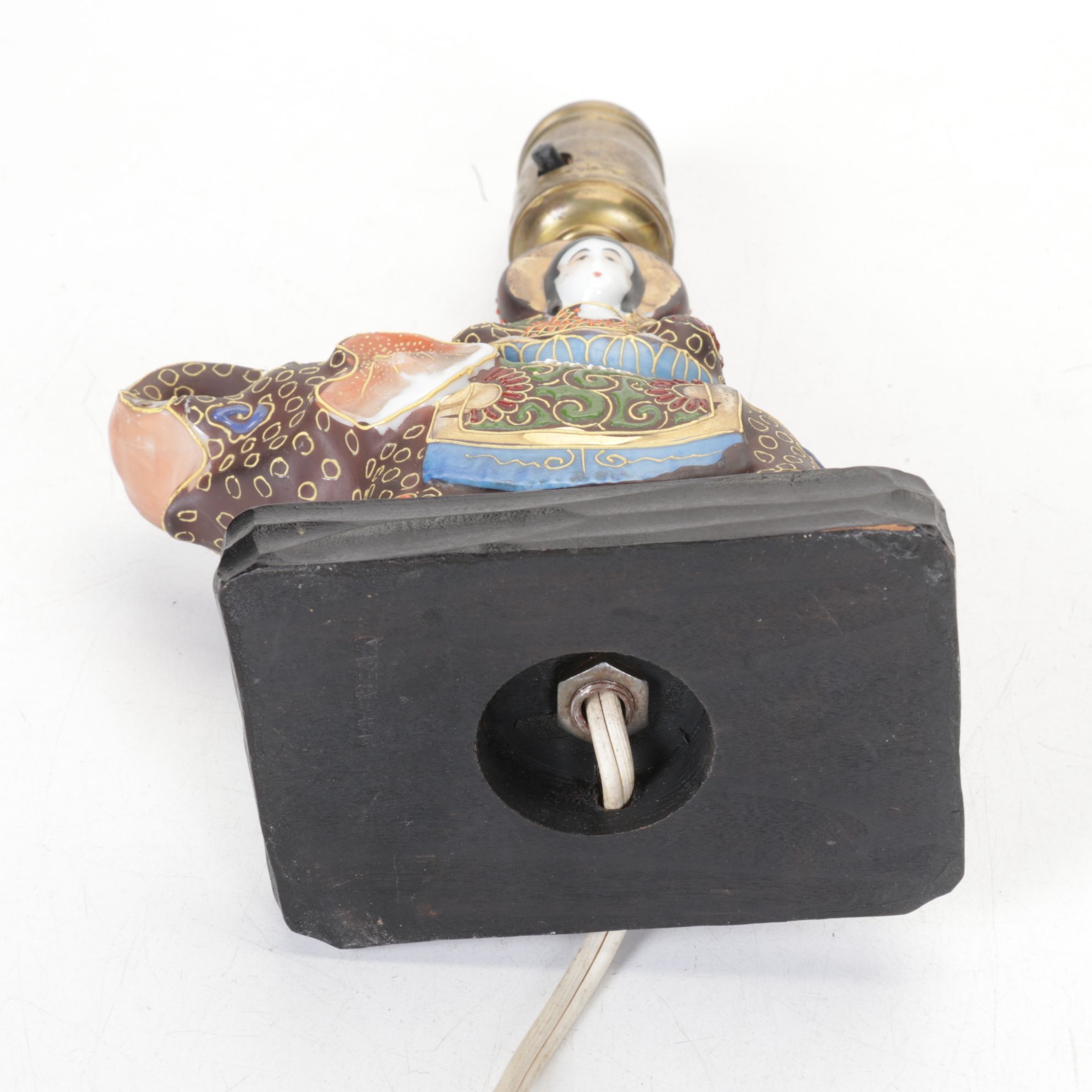 Hand-Painted Buddha Riding Elephant & Floral Vase Accent Lamps