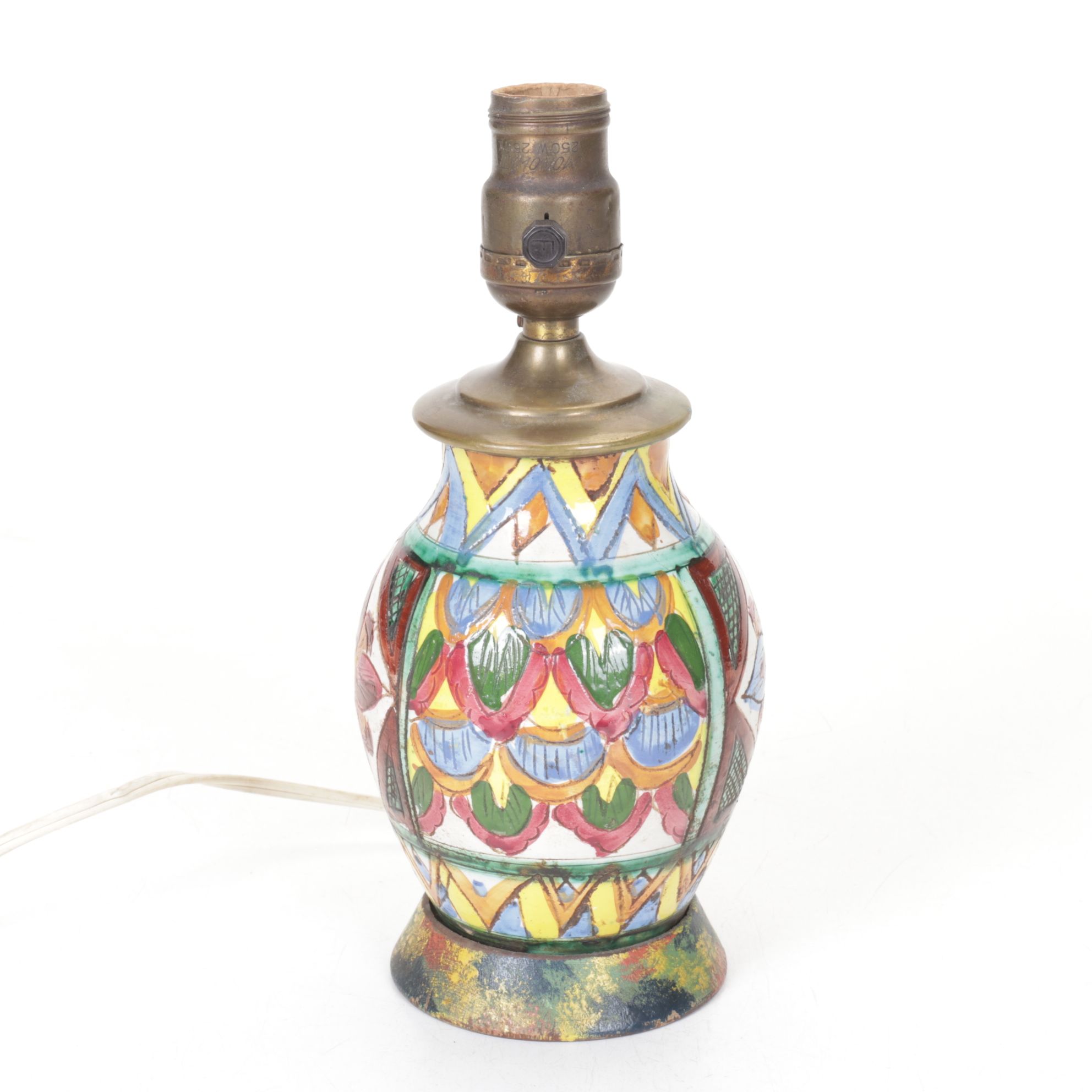 Hand-Painted Buddha Riding Elephant & Floral Vase Accent Lamps