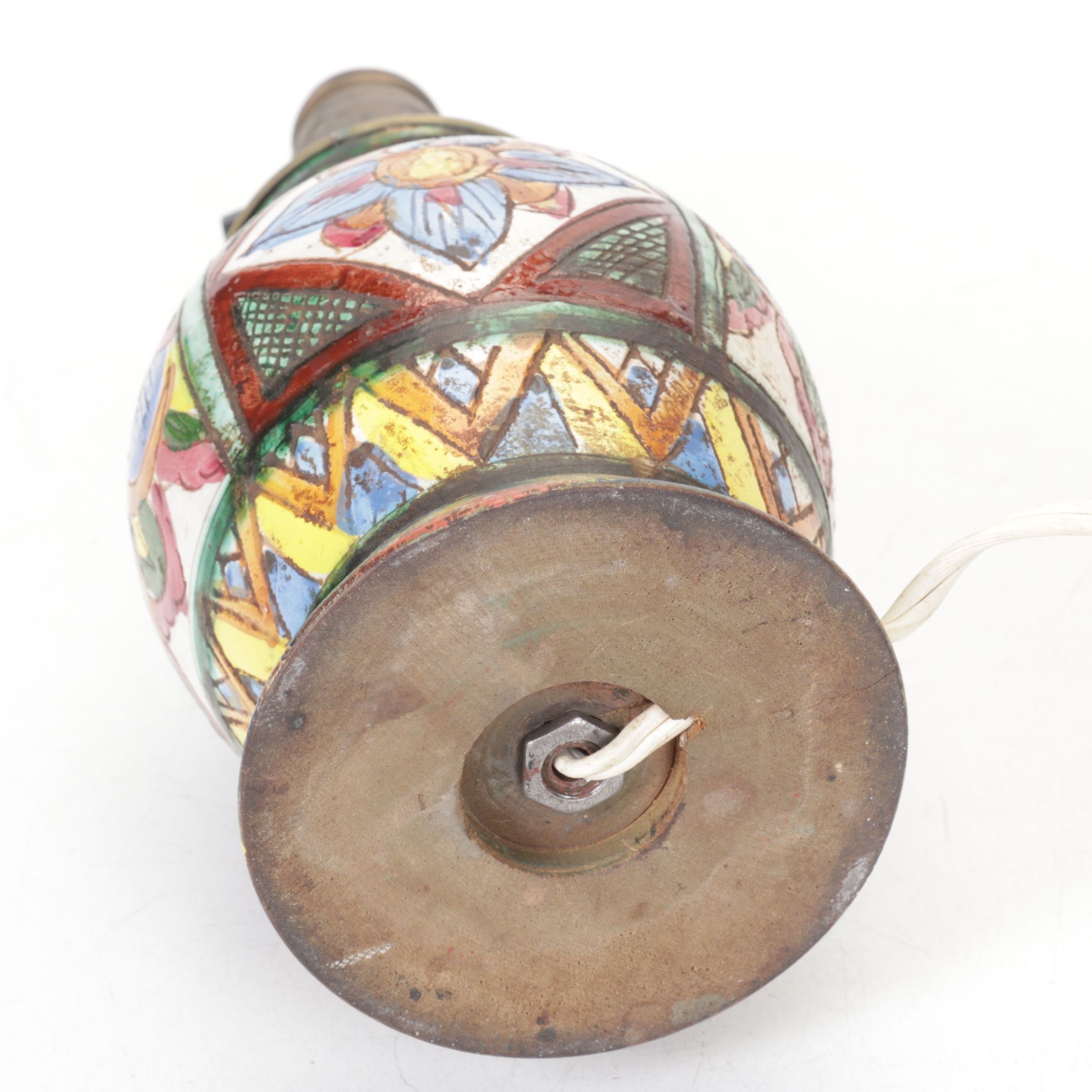 Hand-Painted Buddha Riding Elephant & Floral Vase Accent Lamps