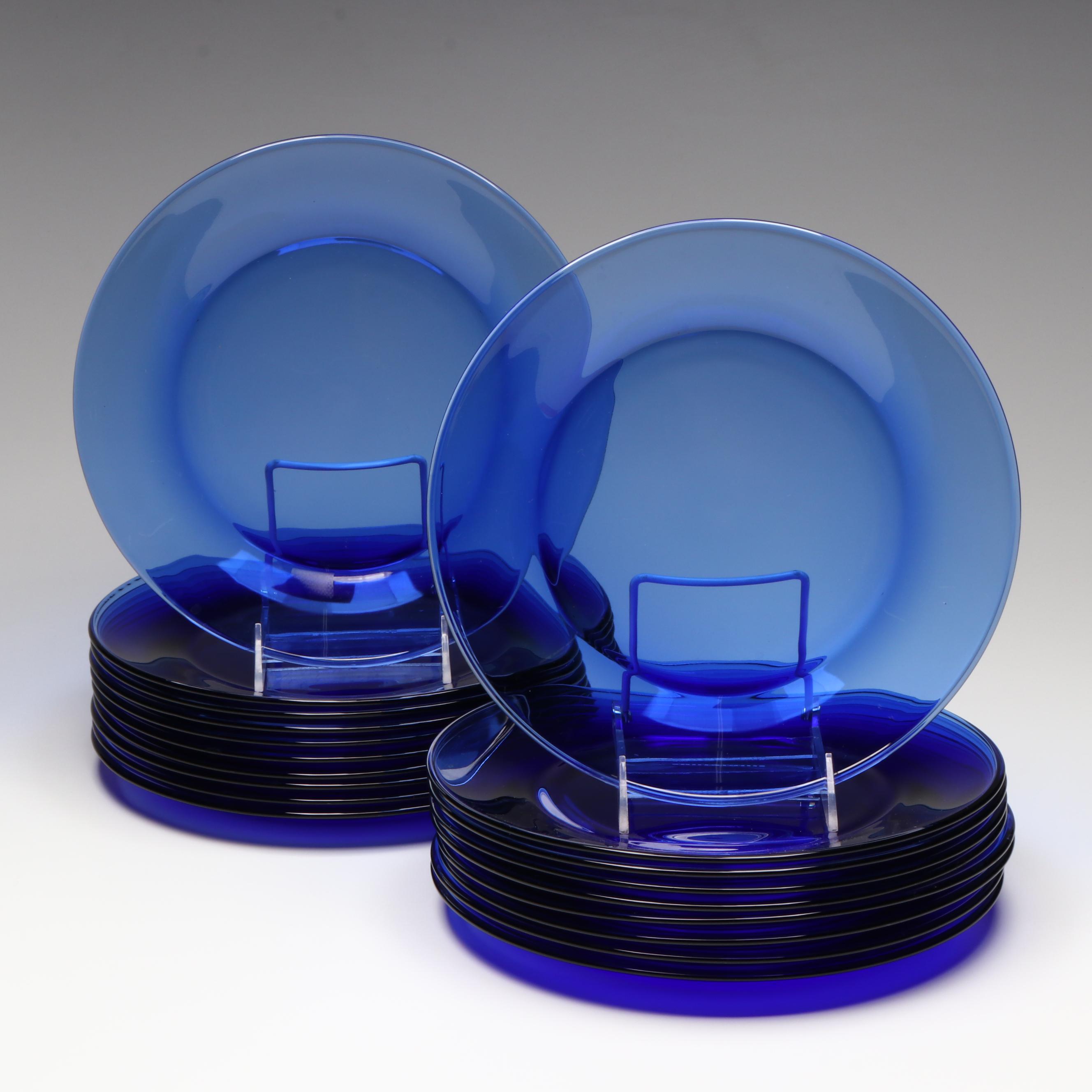 Libbey "Moderno Mediterranean Blue" Glass Dinner Plates