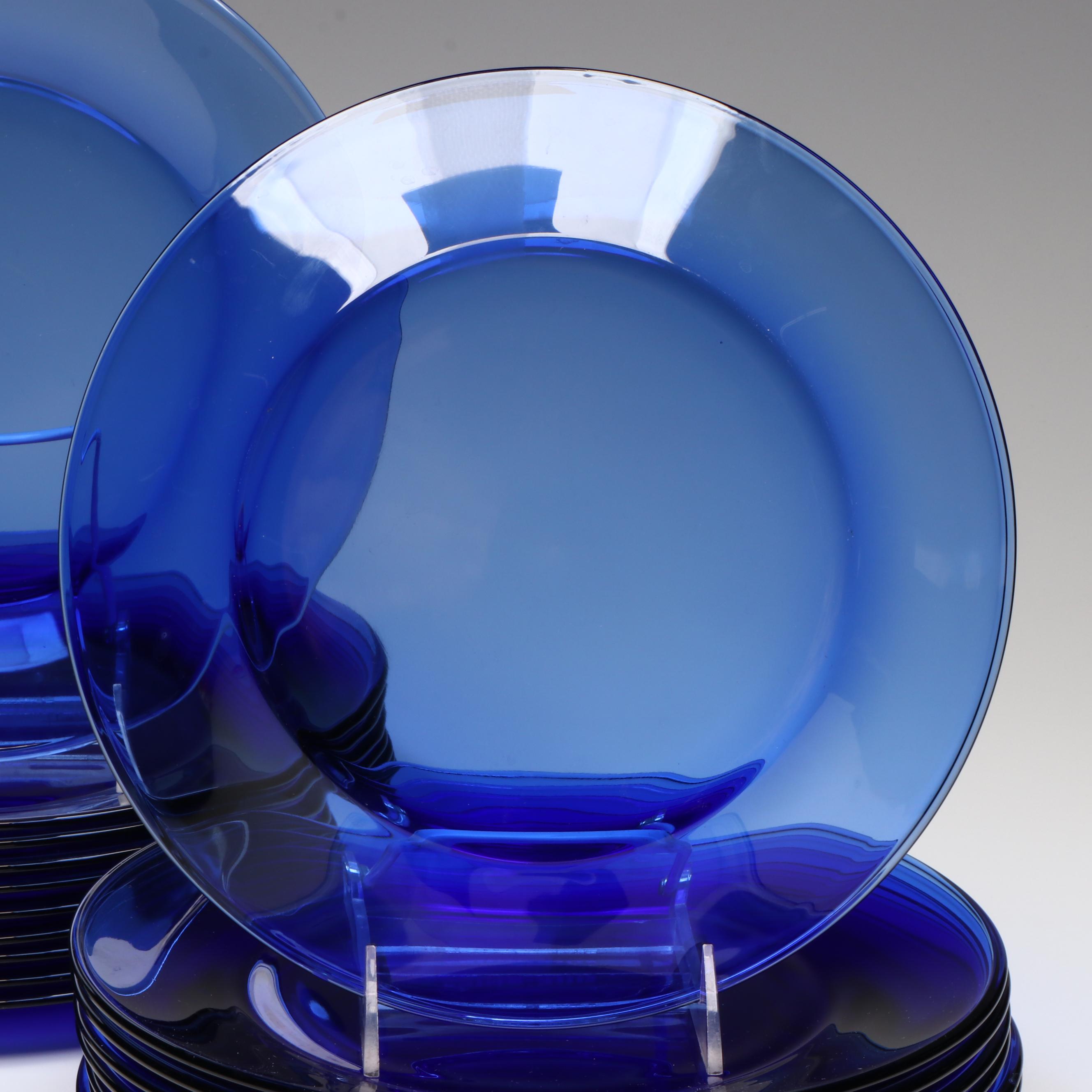 Libbey "Moderno Mediterranean Blue" Glass Dinner Plates