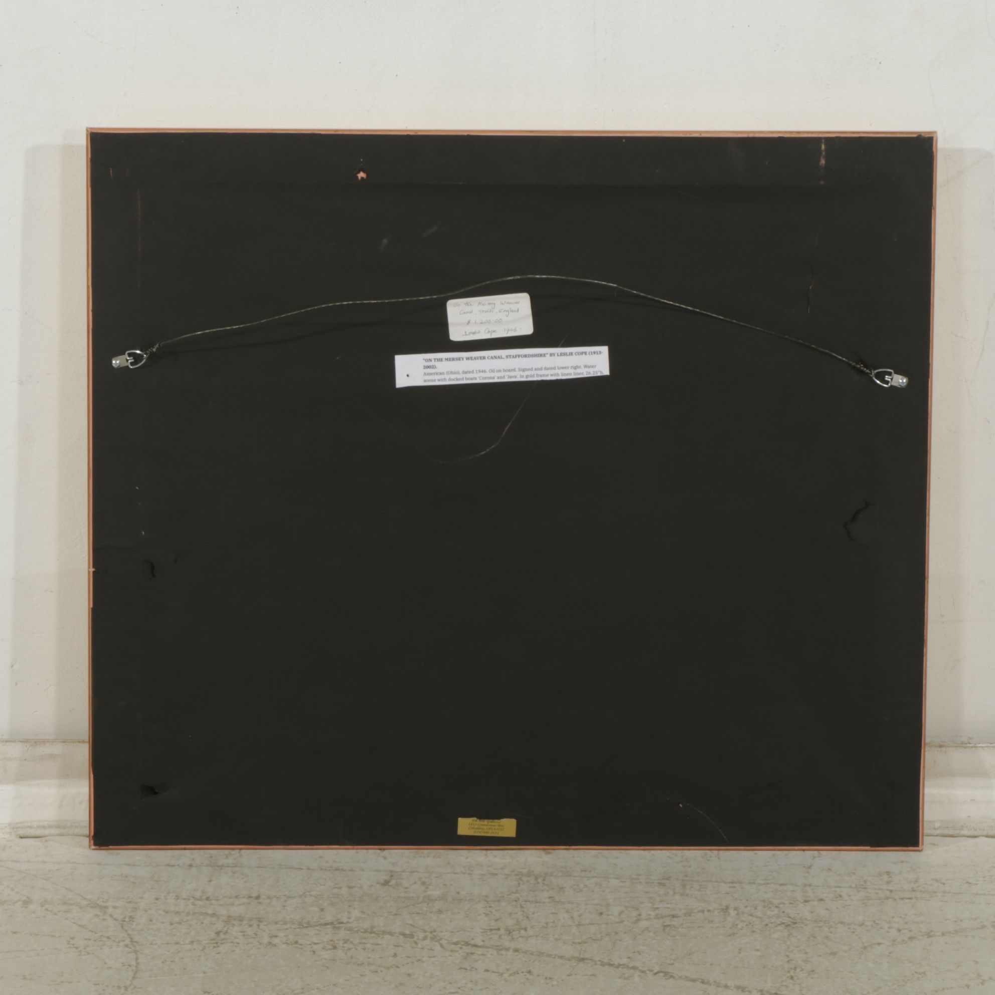 Leslie Cope "On The Mersey Weaver Canal, Staffordshire" Oil Painting, 1946