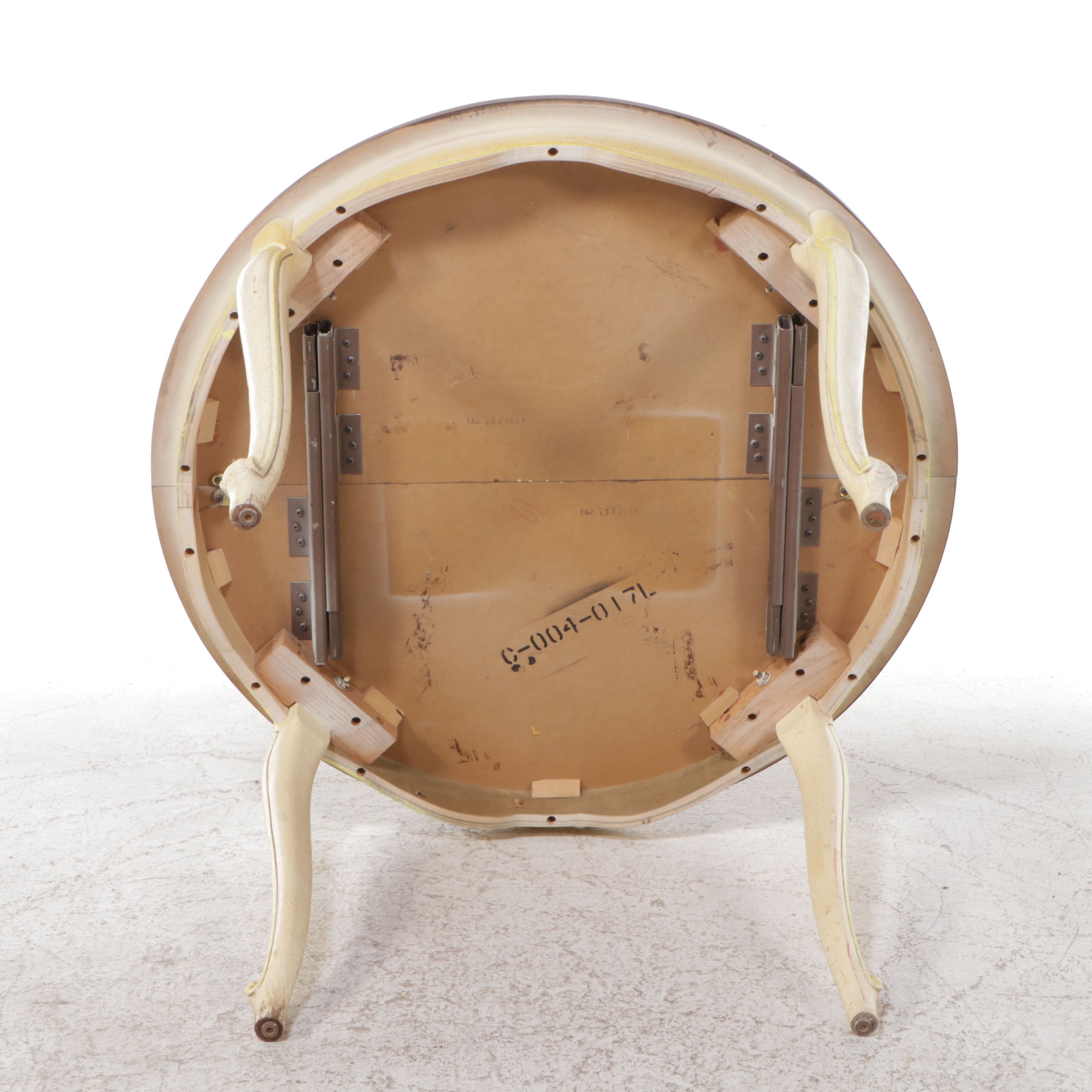 French Provincial Parcel Painted Table with Hand-Caned Bentwood Chairs