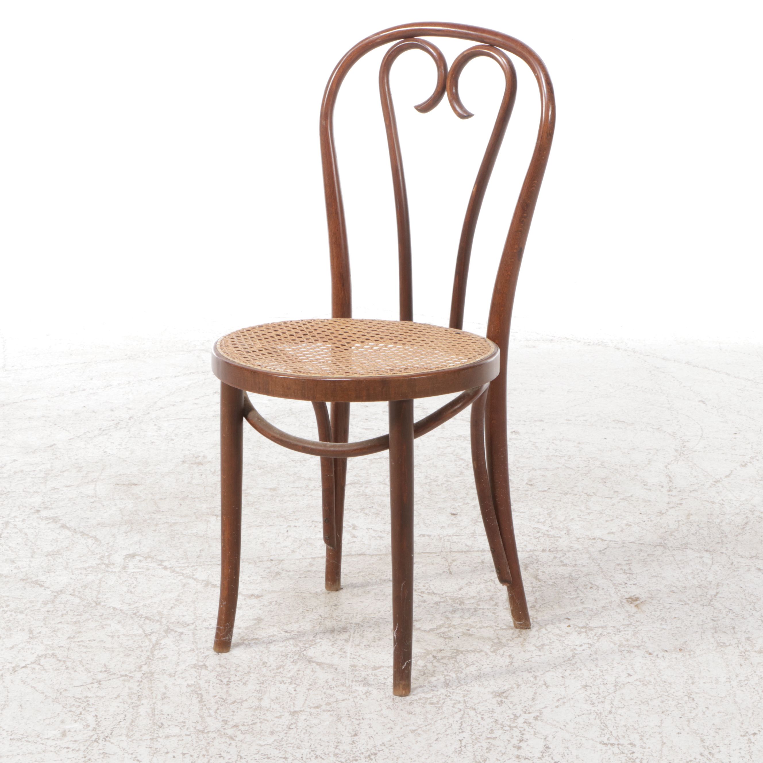 French Provincial Parcel Painted Table with Hand-Caned Bentwood Chairs