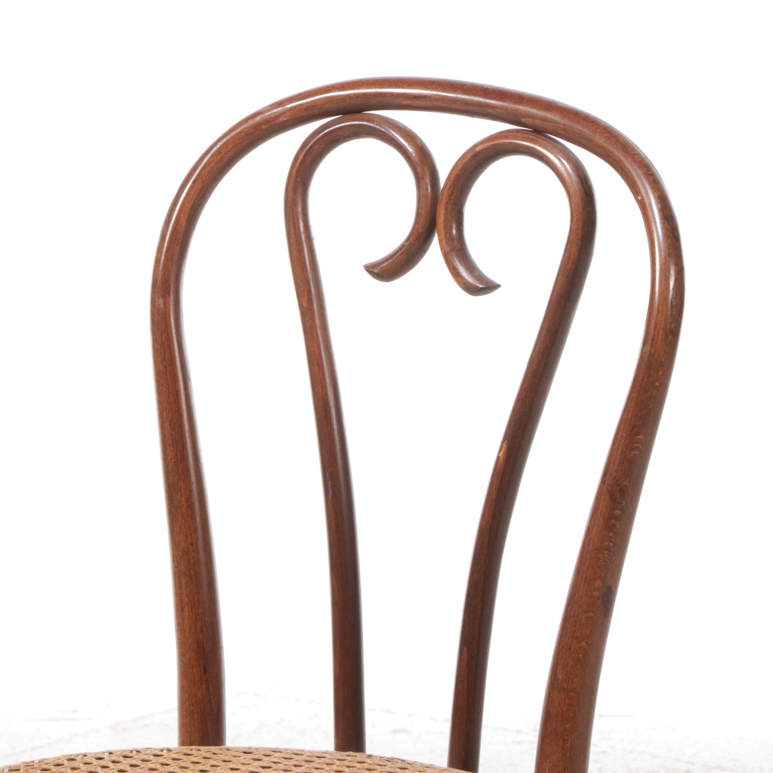 French Provincial Parcel Painted Table with Hand-Caned Bentwood Chairs