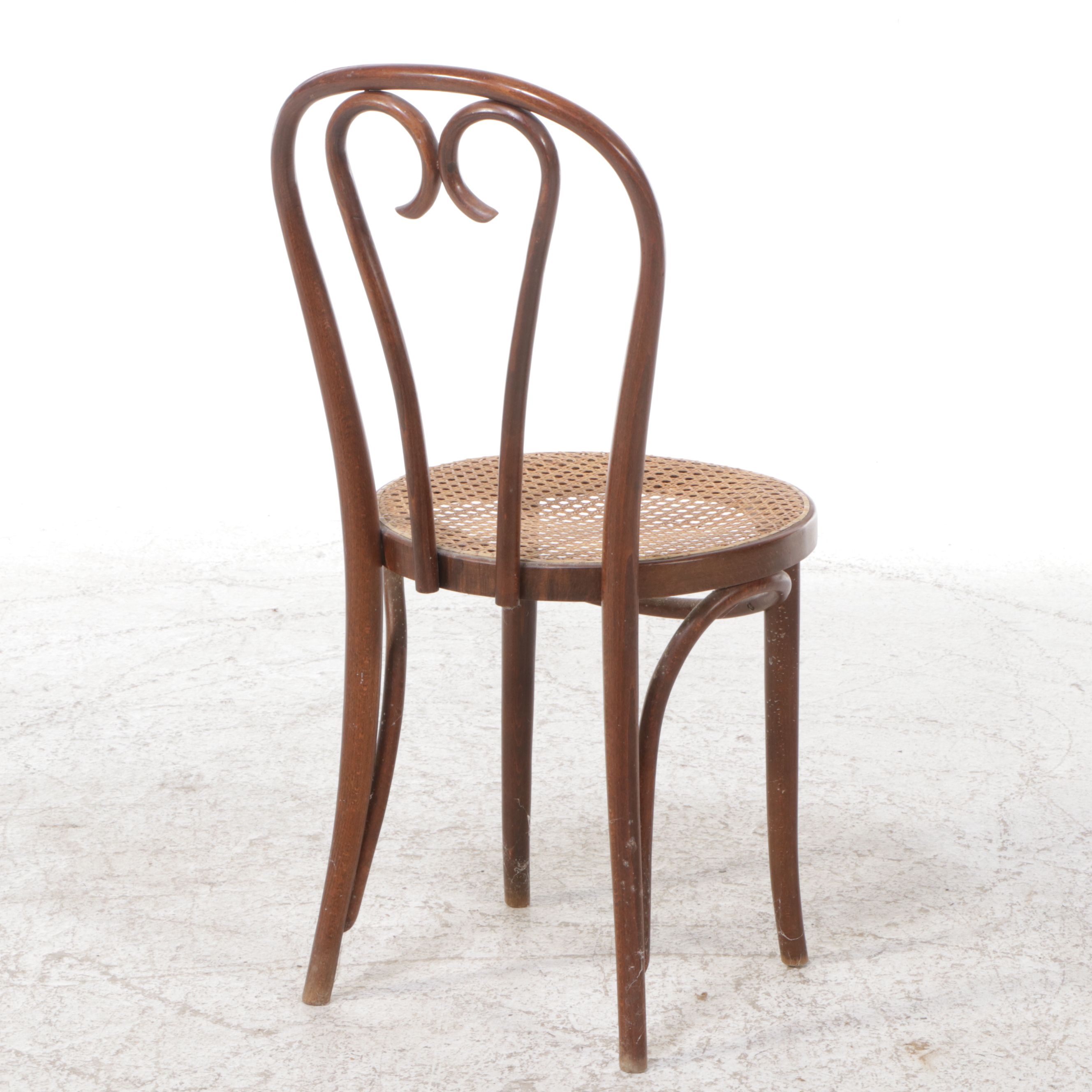 French Provincial Parcel Painted Table with Hand-Caned Bentwood Chairs