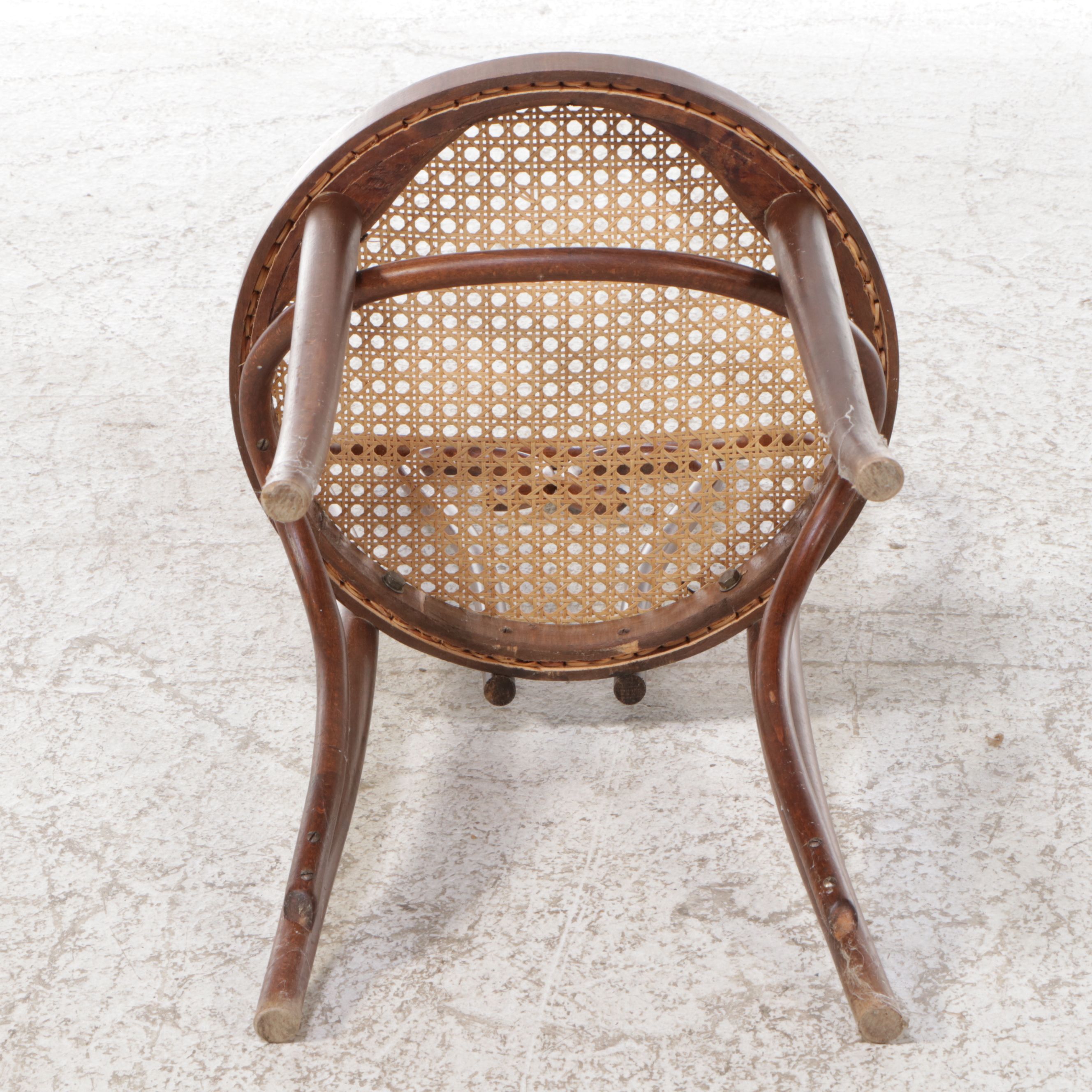 French Provincial Parcel Painted Table with Hand-Caned Bentwood Chairs