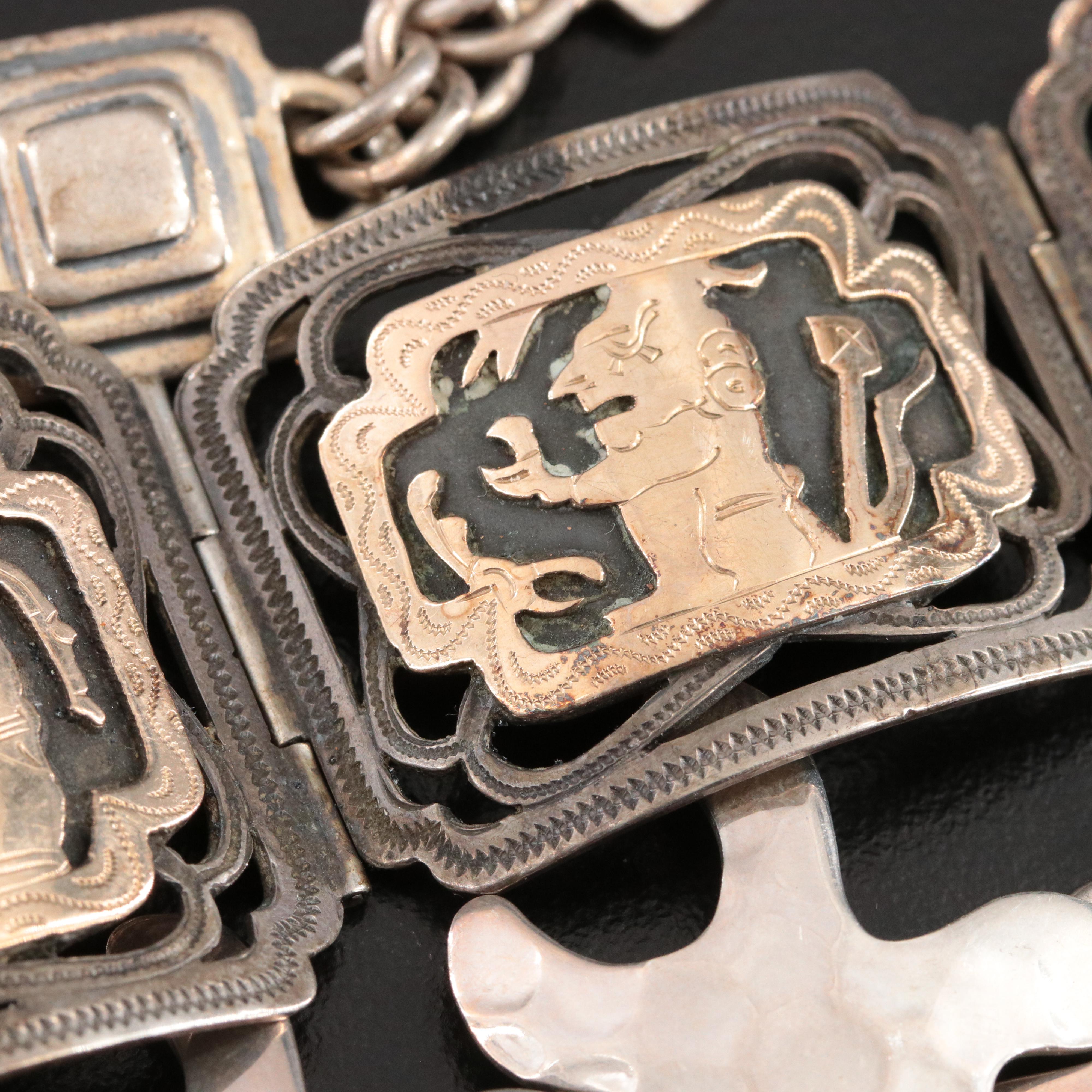 Sterling Bracelets Including Mesoamerican Style and Black Onyx