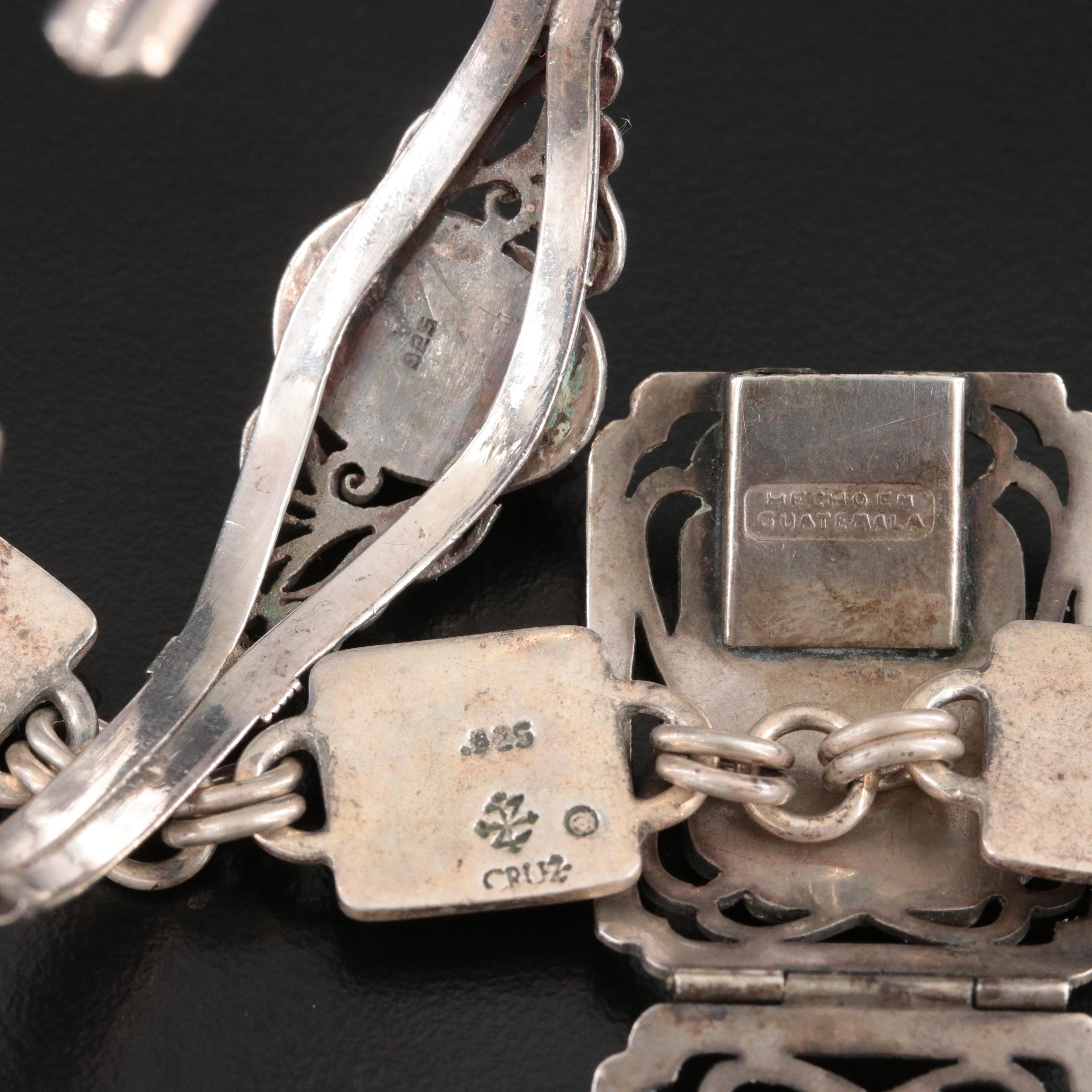 Sterling Bracelets Including Mesoamerican Style and Black Onyx