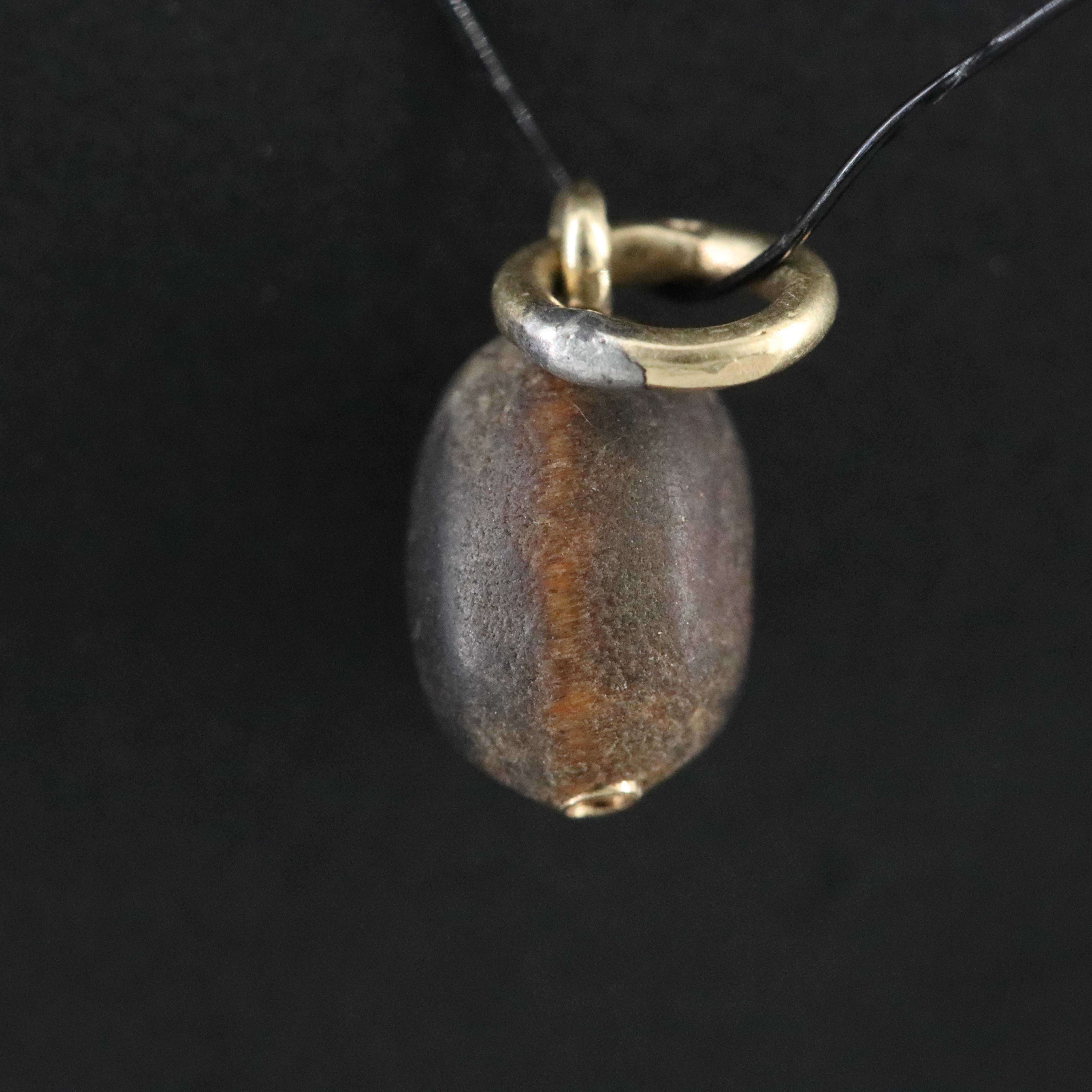 Carved Head Stone Charm Pendant with Glass Eyes