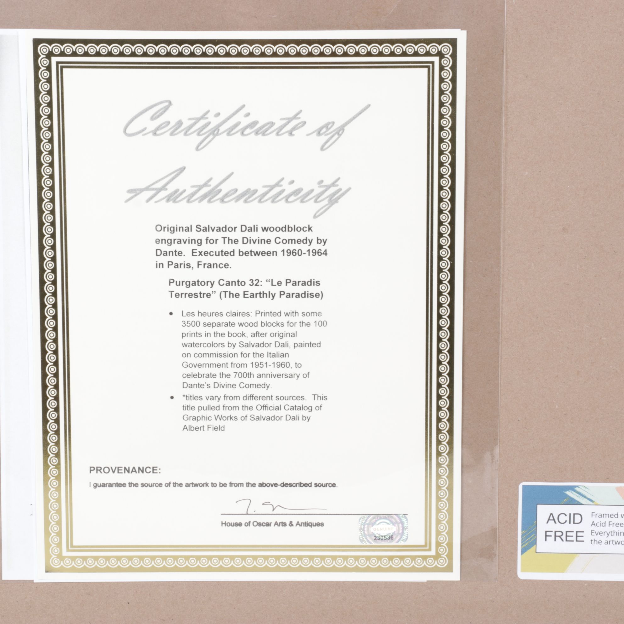 Salvador Dalí Wood Engraving "Le Paradis Terrestre"