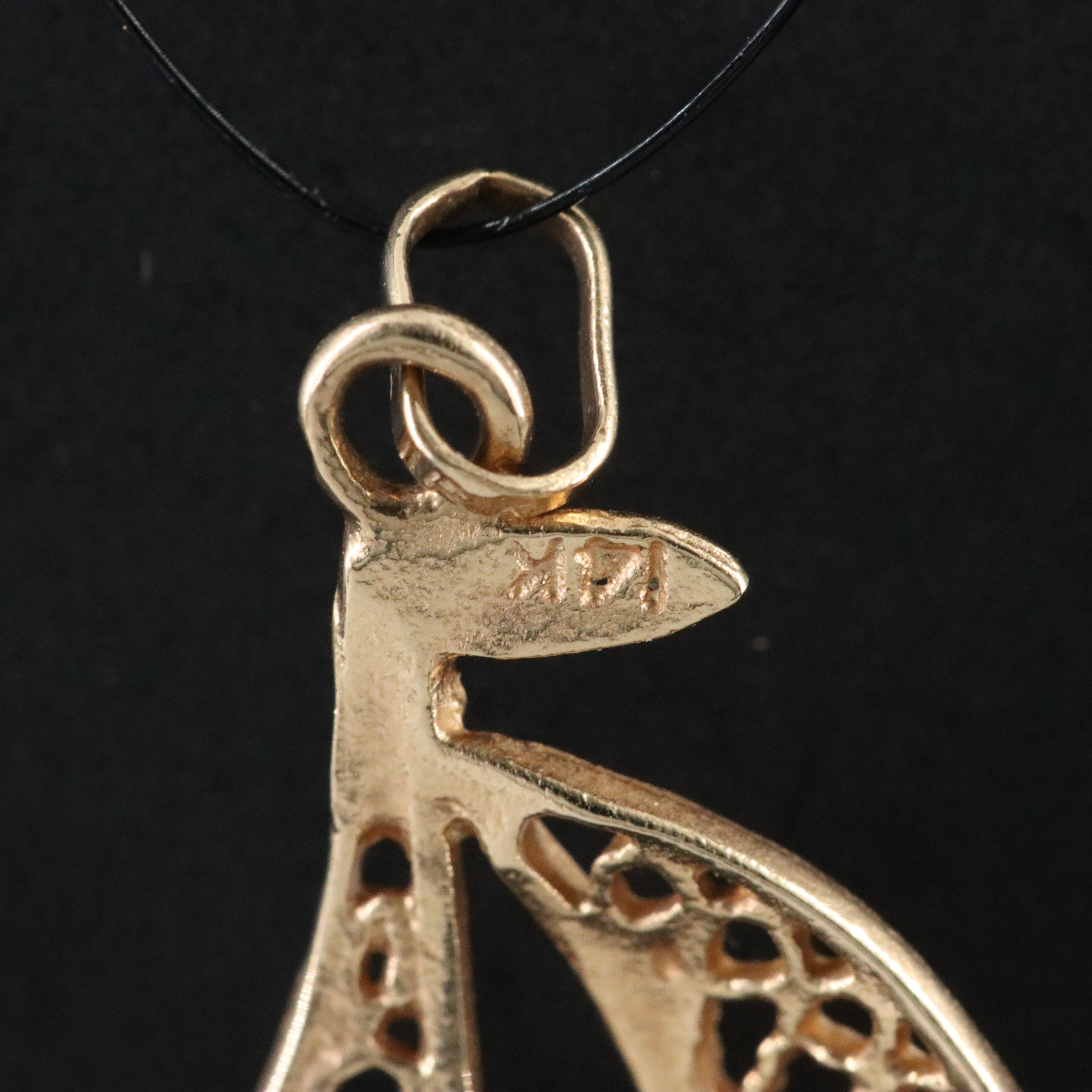 14K Sailboat Pendant with White Sapphire Accent