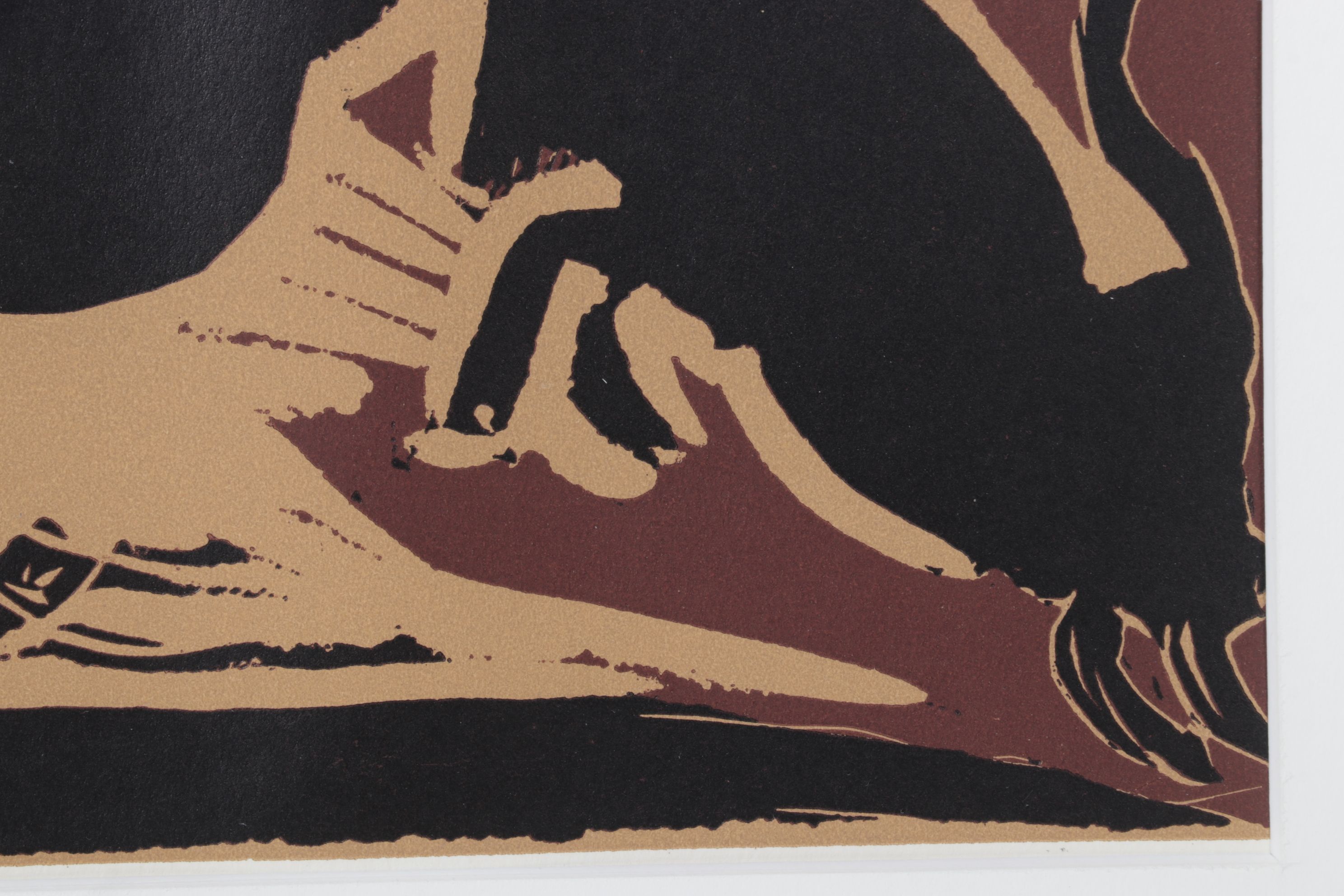 Pablo Picasso Linoleum Cut "Bull Charging a Capa," 1962