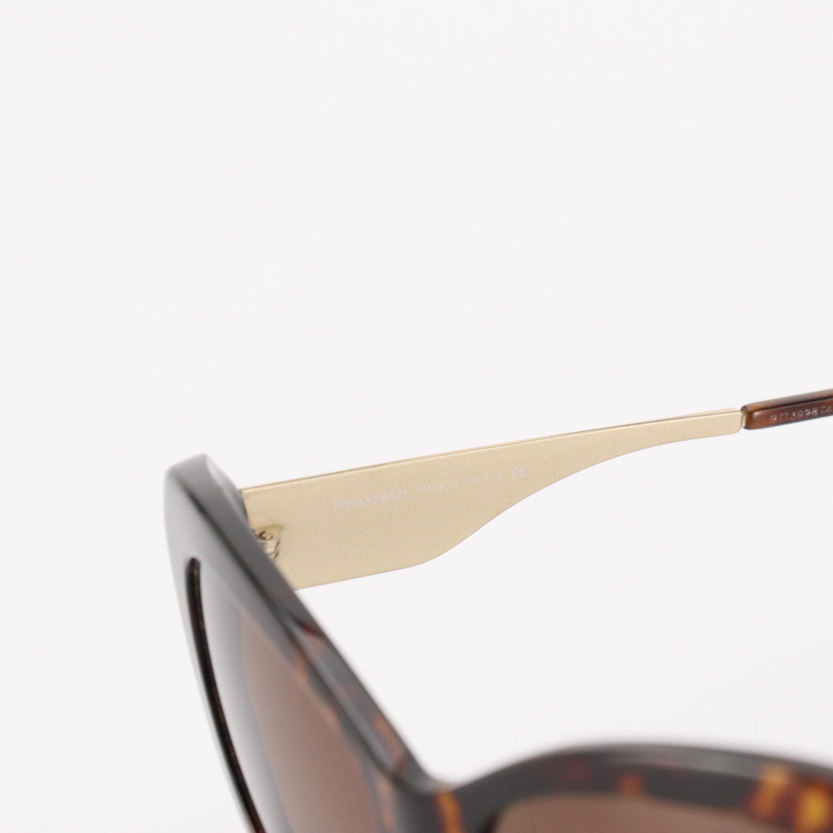 Tiffany & Co. TF4158 Brown Havana Cat Eye Sunglasses with Case